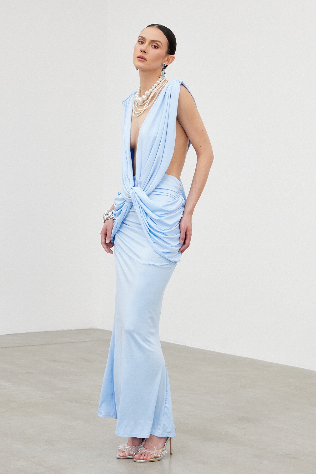 Flavian Plunge Twist Maxi Dress
