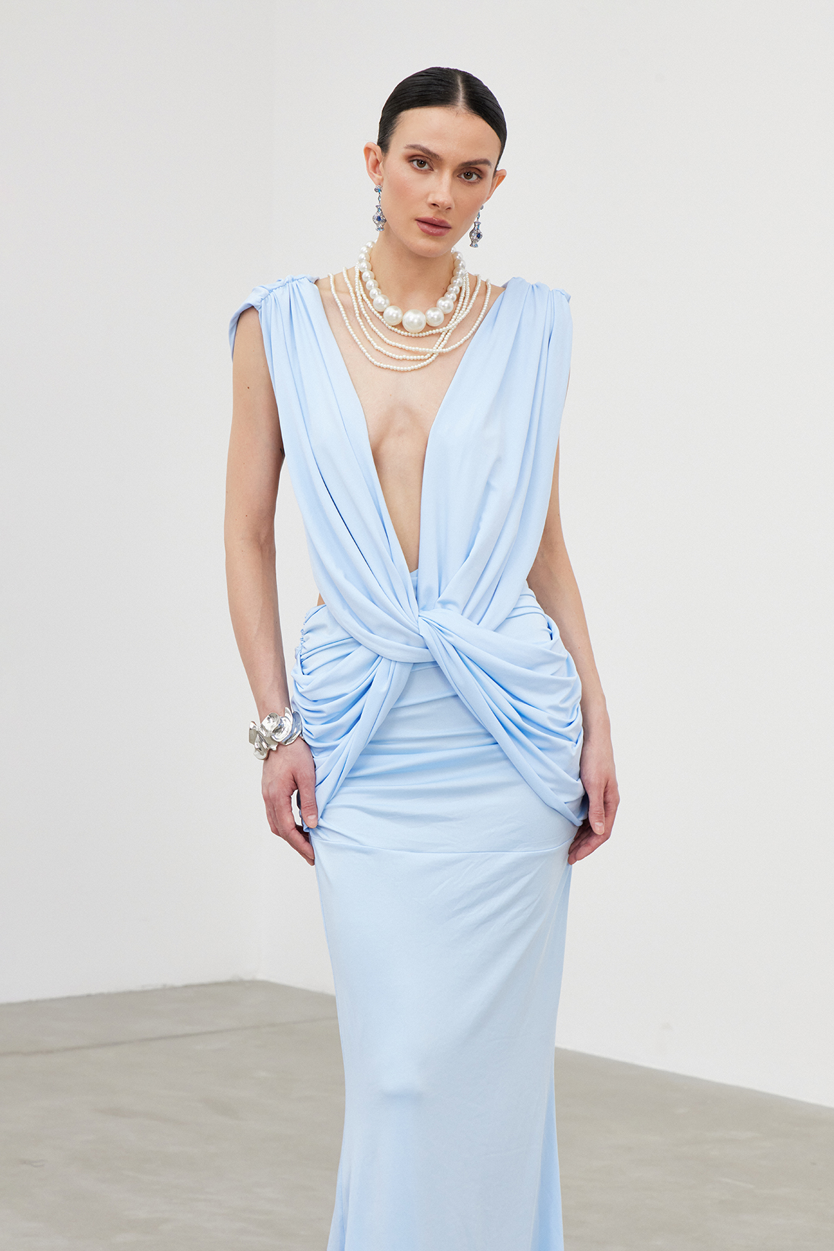 Flavian Plunge Twist Maxi Dress