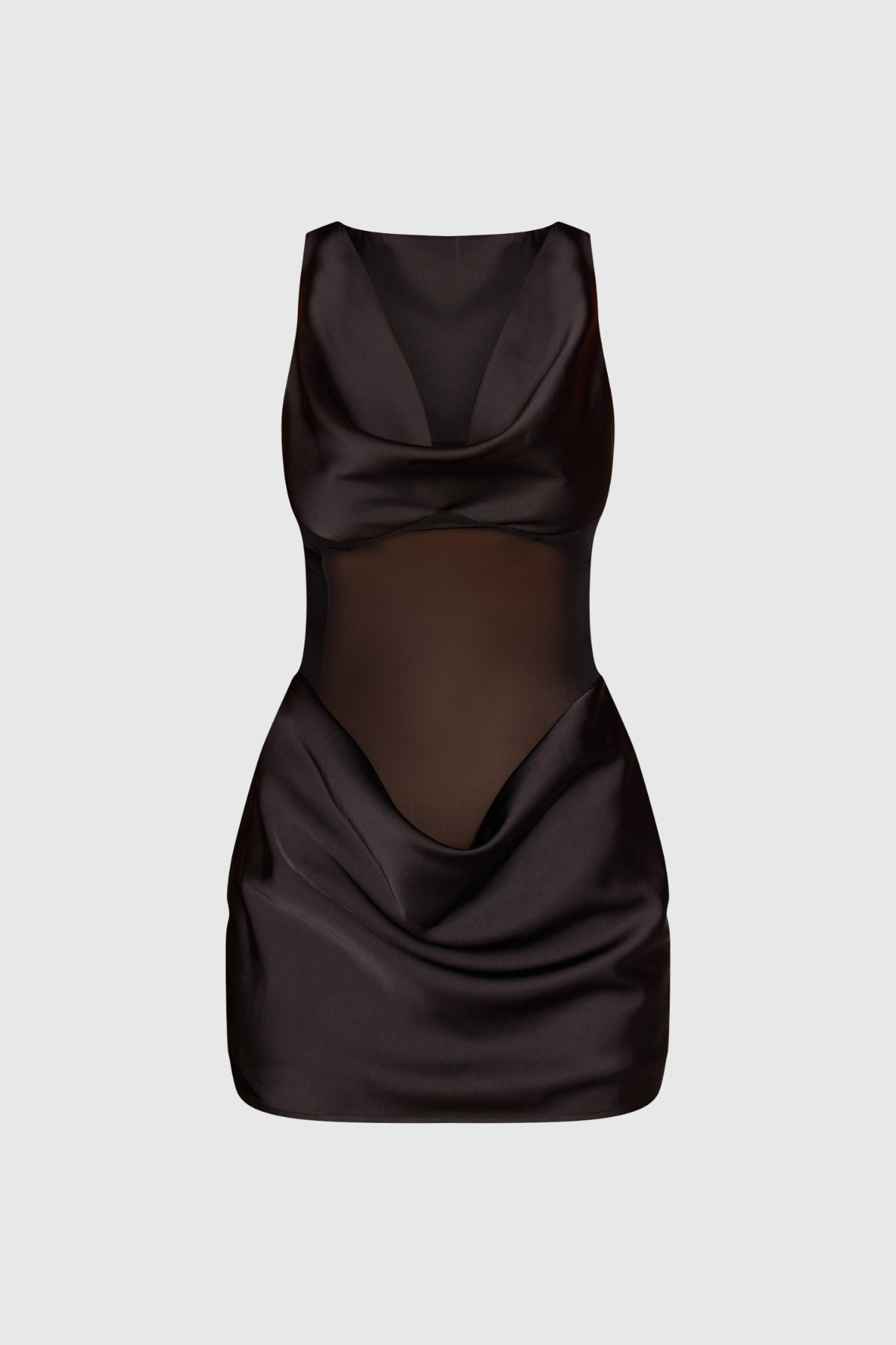Flaviana Satin Draped Mesh Mini Dress