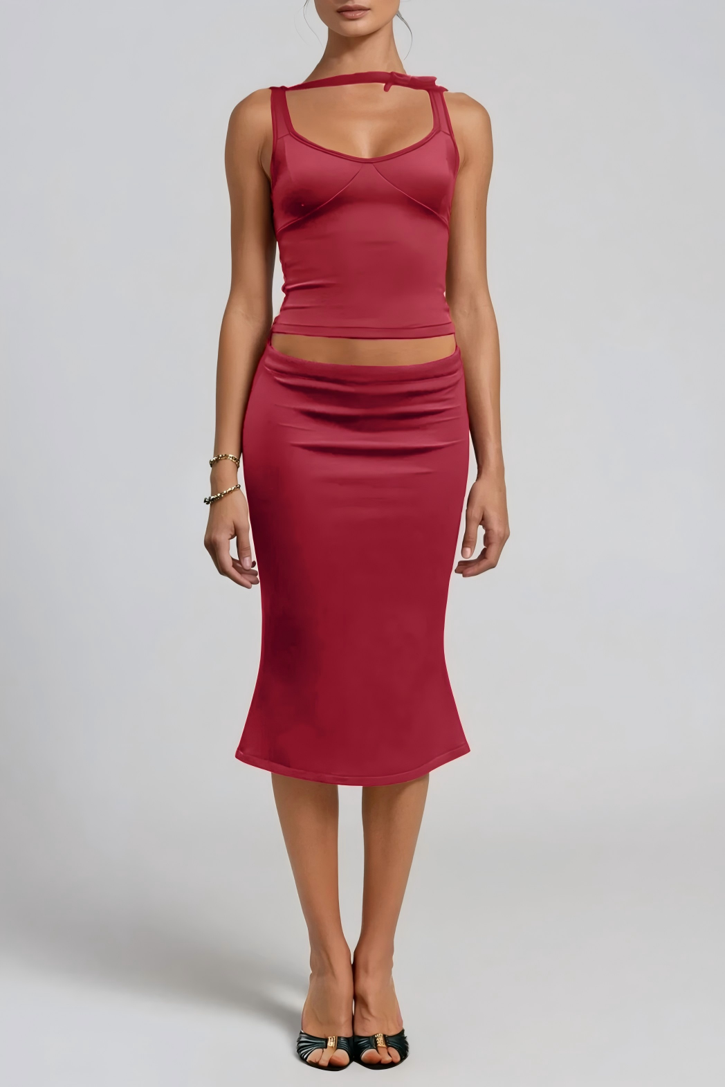 Flaviano Sleeveless Bow Skirt Set