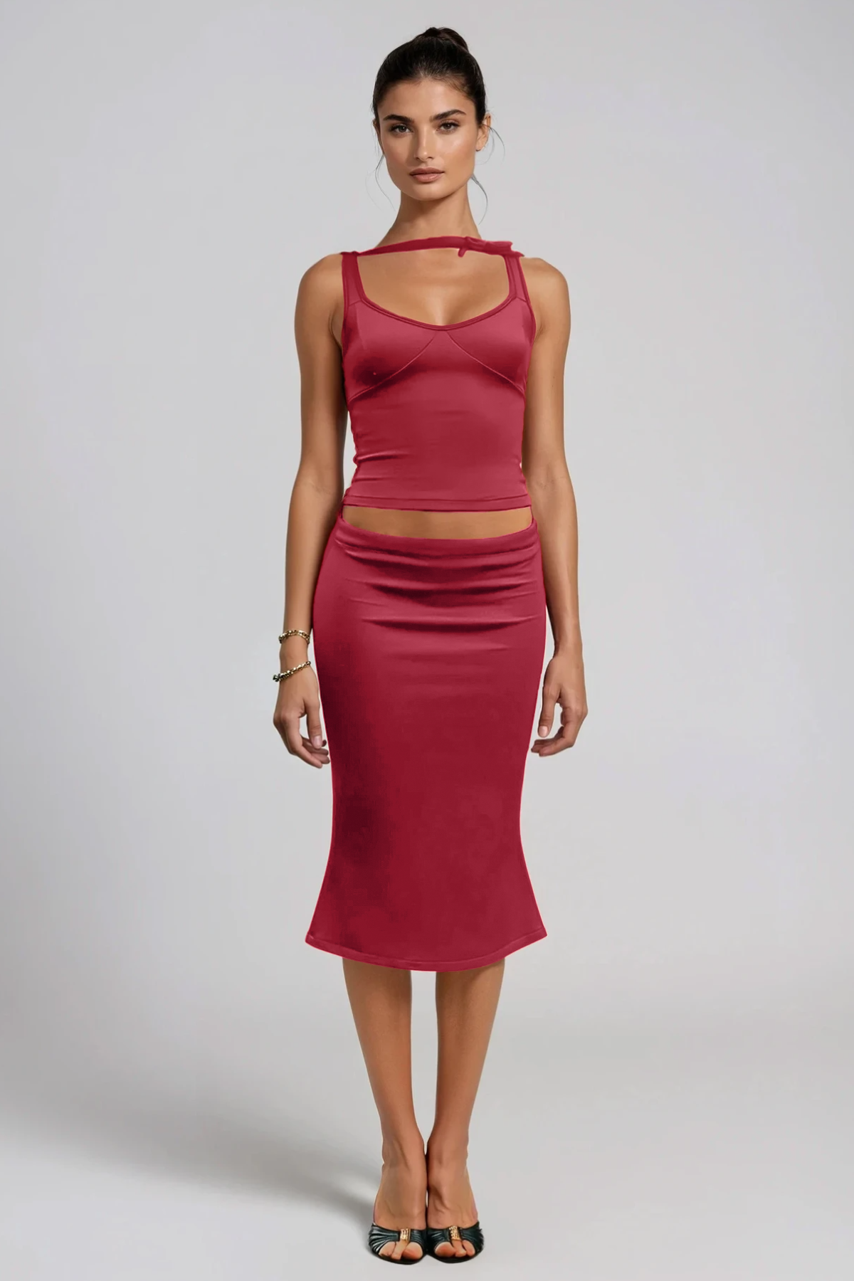 Flaviano Sleeveless Bow Skirt Set