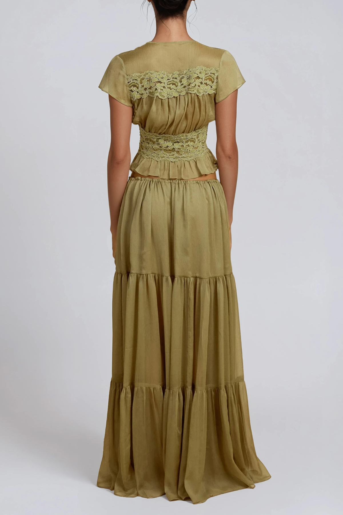 Flavie Crop Lace Skirt Set