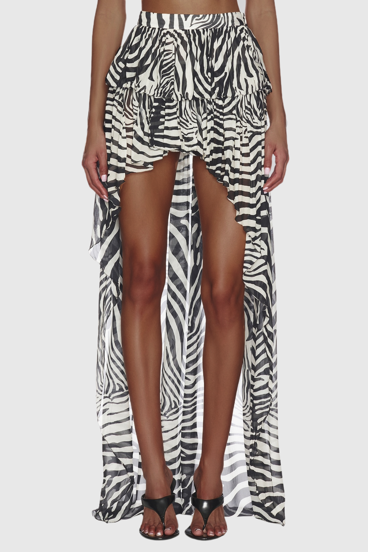 Flavienne Zebra Print High Low Maxi Skirt