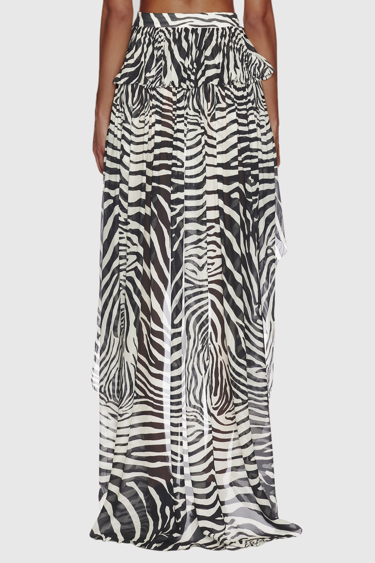 Flavienne Zebra Print High Low Maxi Skirt