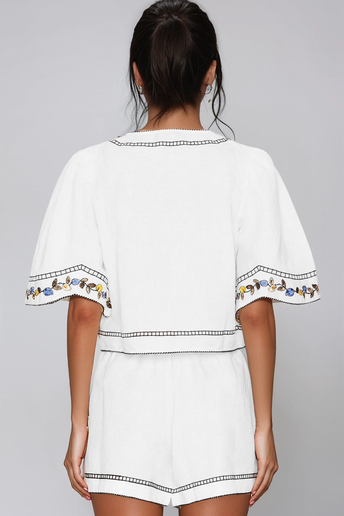 Flavio Embroidered Floral Shorts Set