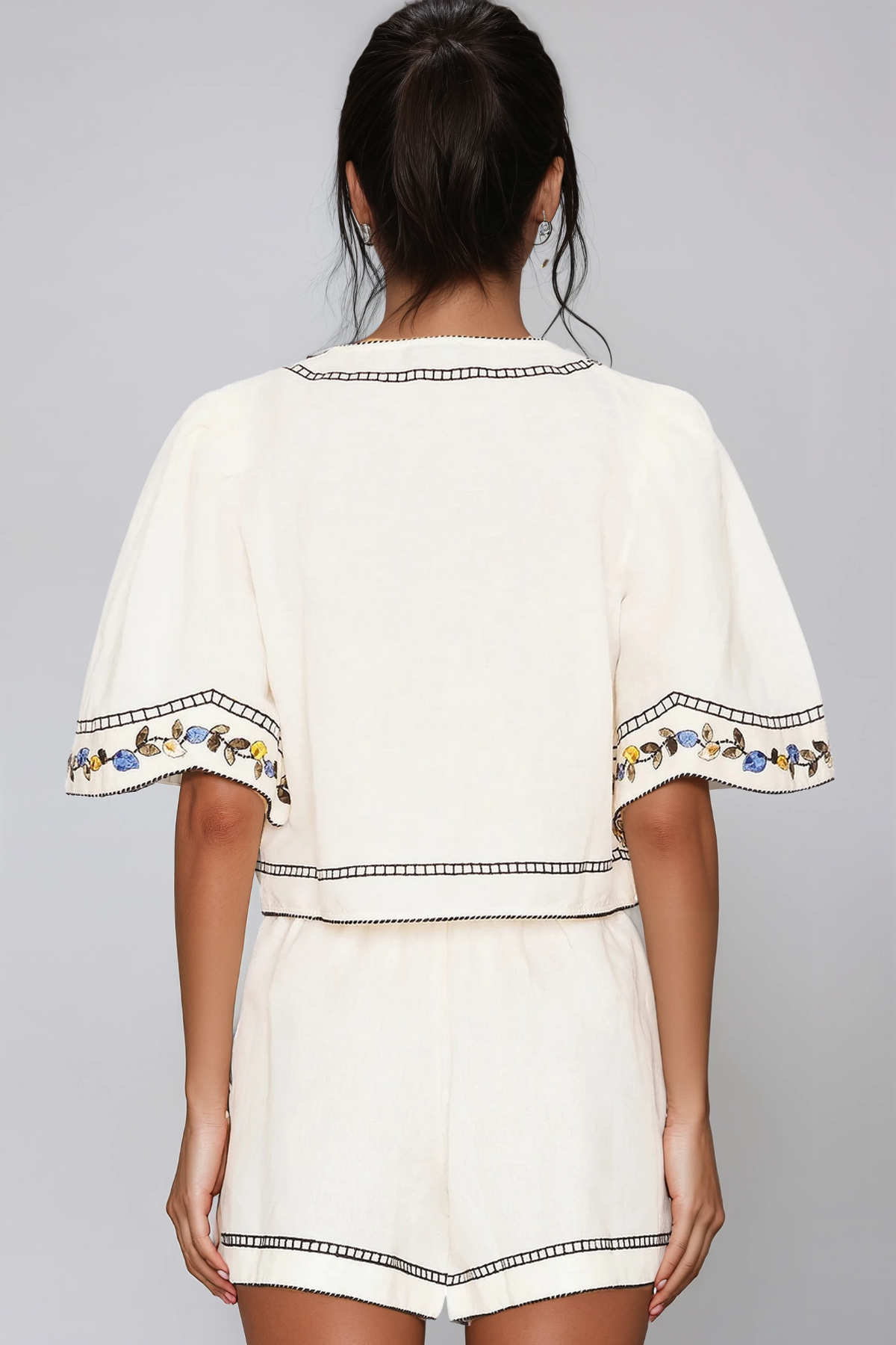 Flavio Embroidered Floral Pants Set