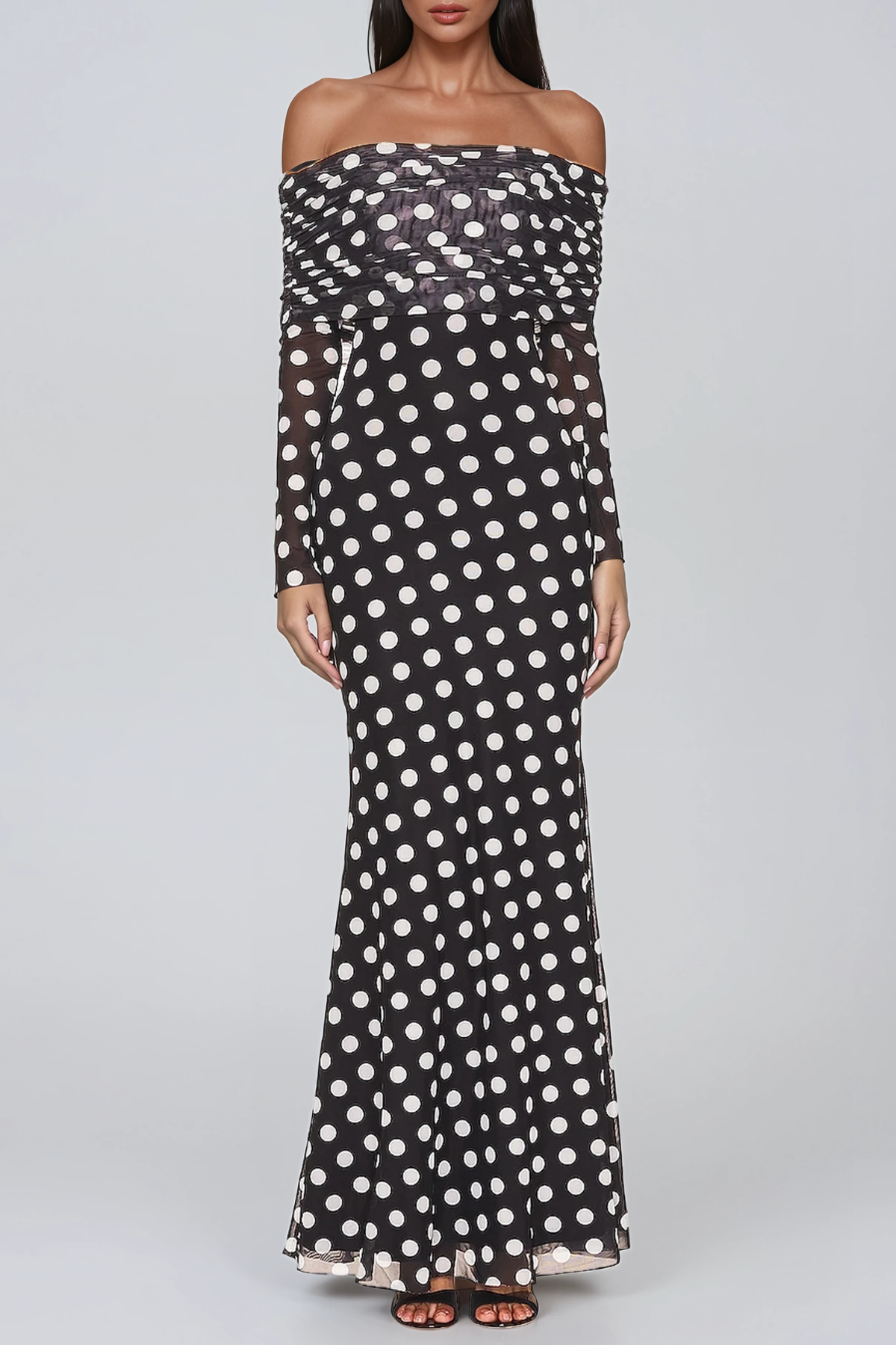 Flavius Off Shoulder Dot Maxi Dress
