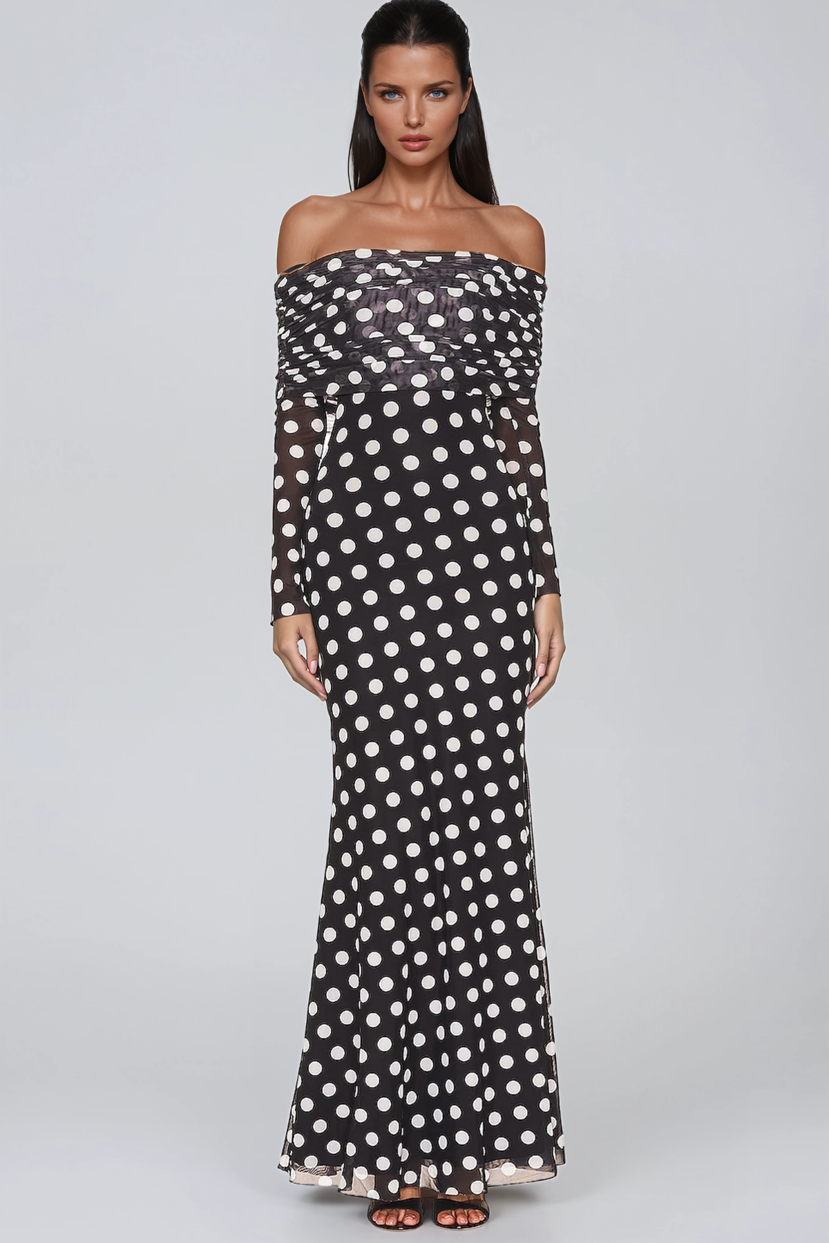 Flavius Off Shoulder Dot Maxi Dress