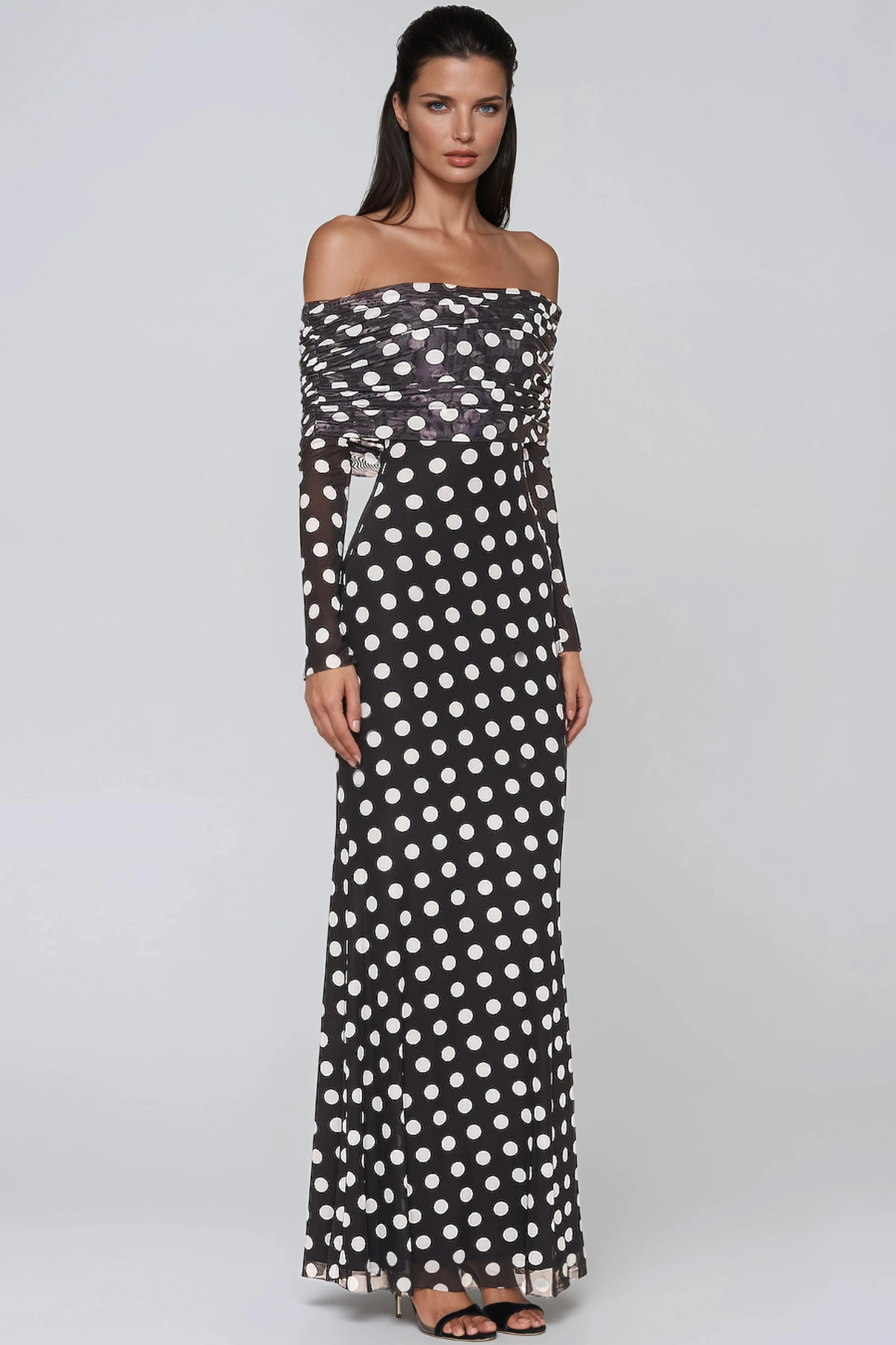Flavius Off Shoulder Dot Maxi Dress