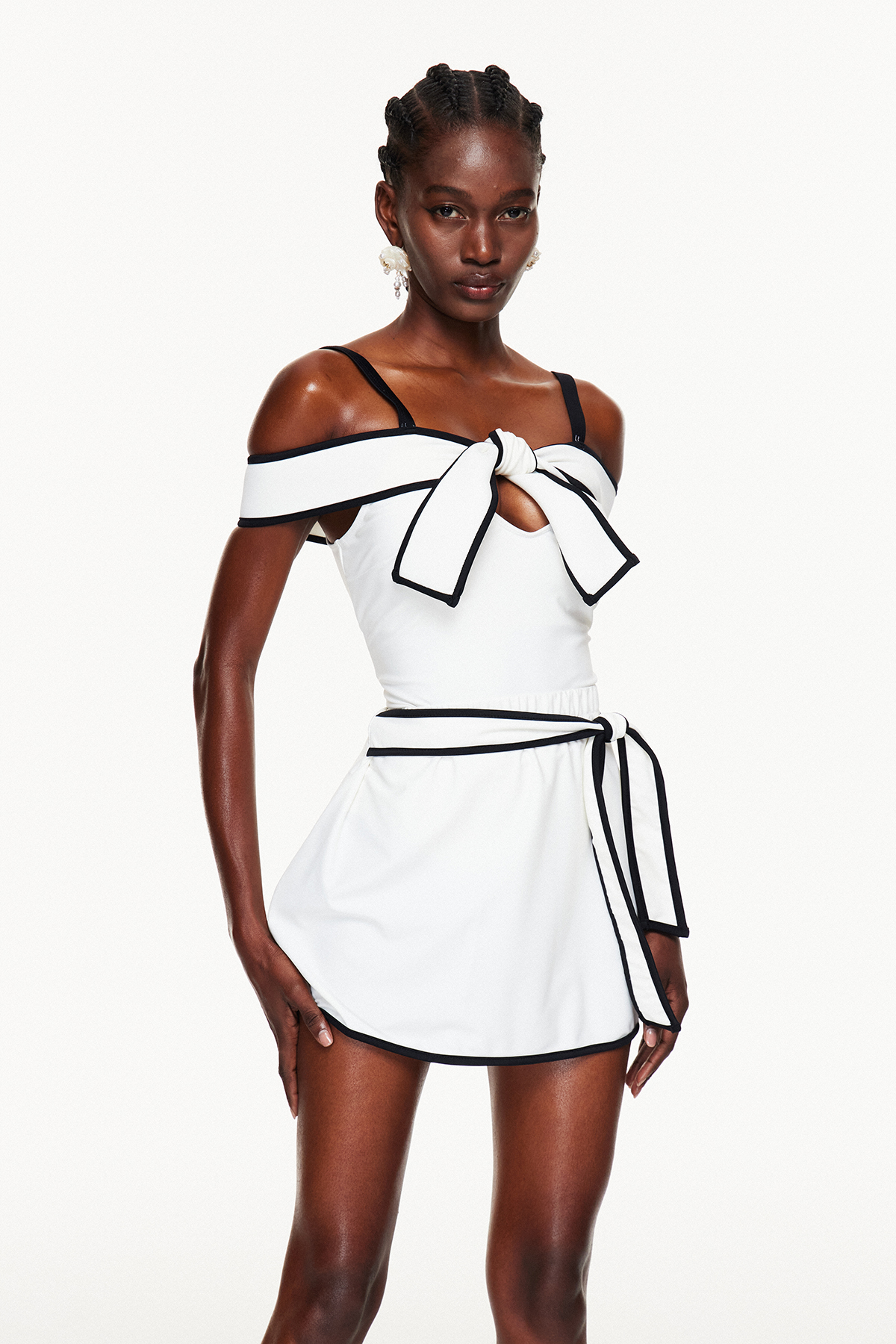 Flip Off Shoulder Bow Swimwear