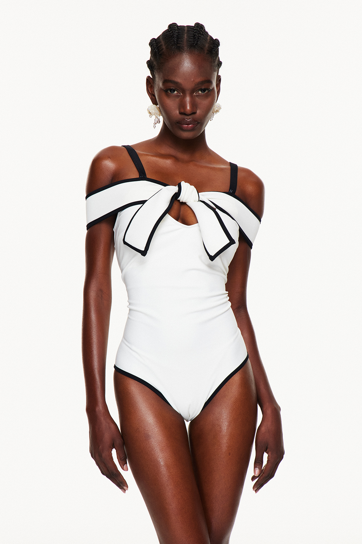 Flip Off Shoulder Bow Swimwear