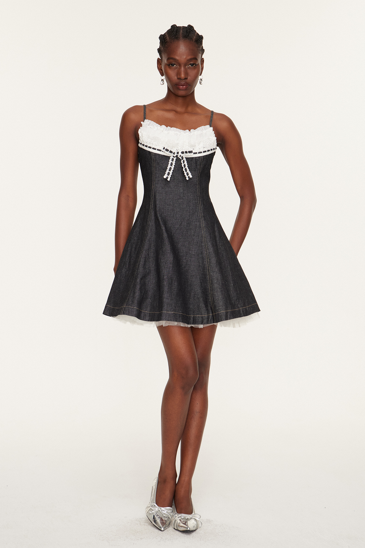 Flora Ruffle Denim Mini Dress