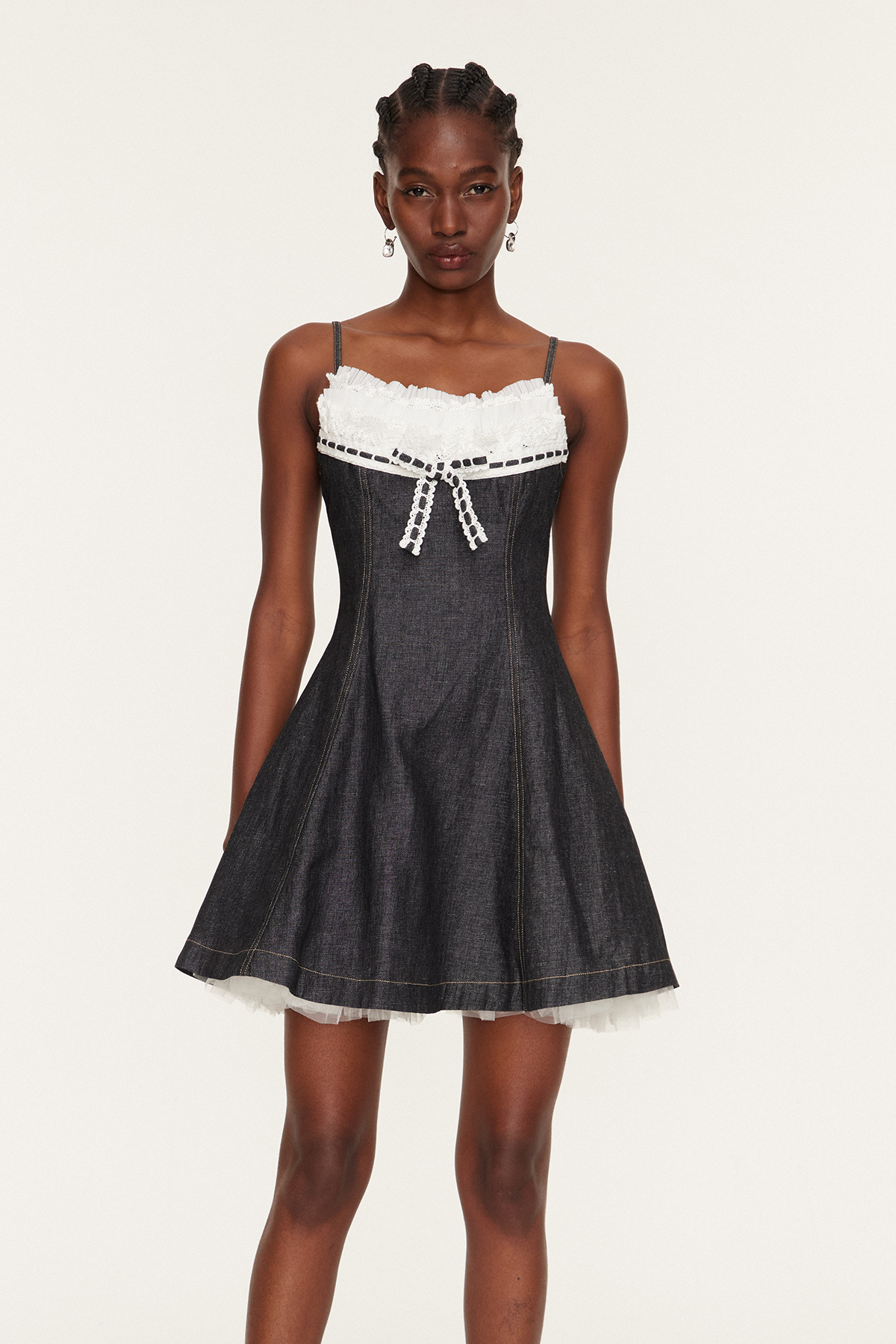 Flora Ruffle Denim Mini Dress