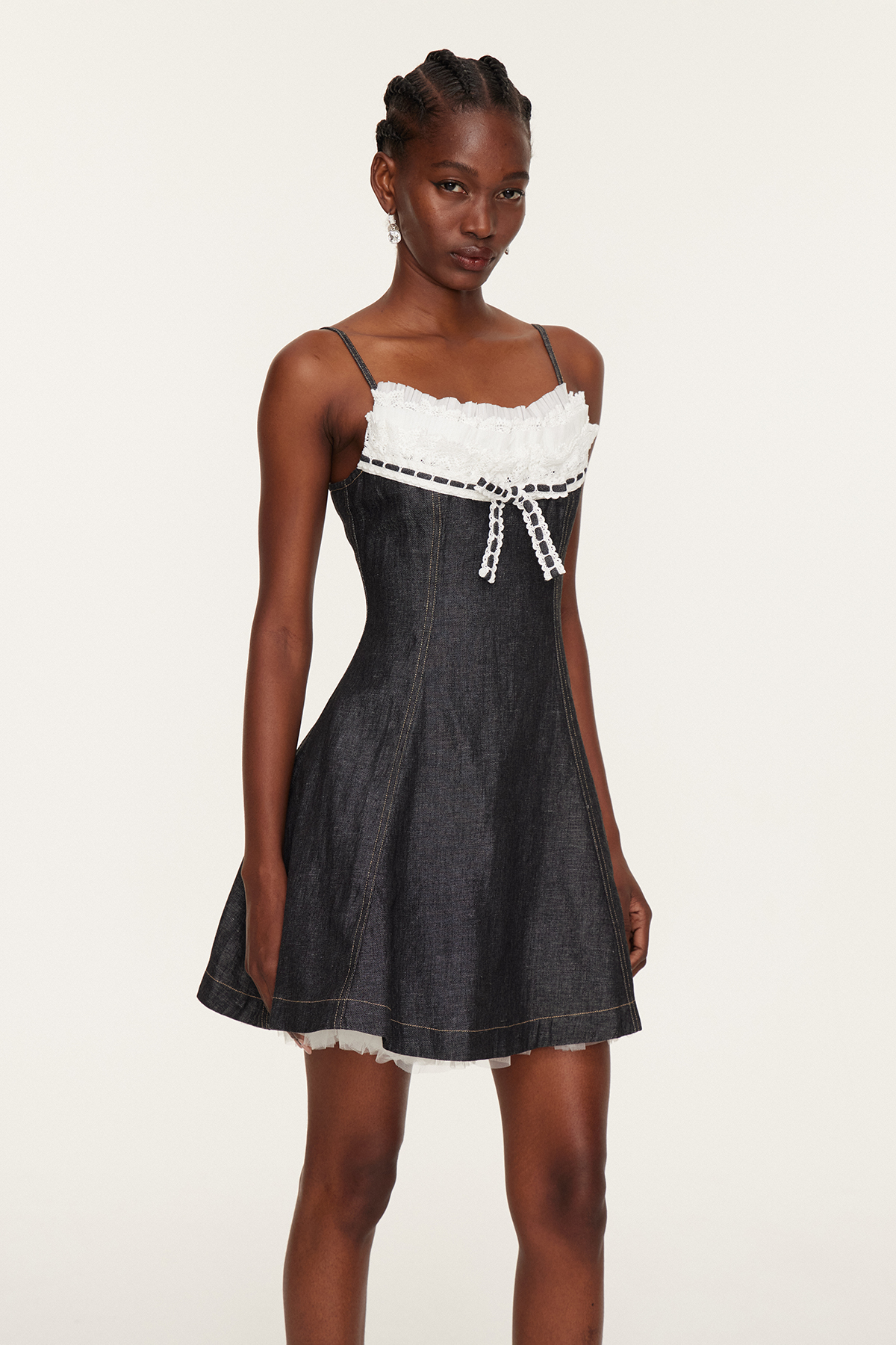 Flora Ruffle Denim Mini Dress