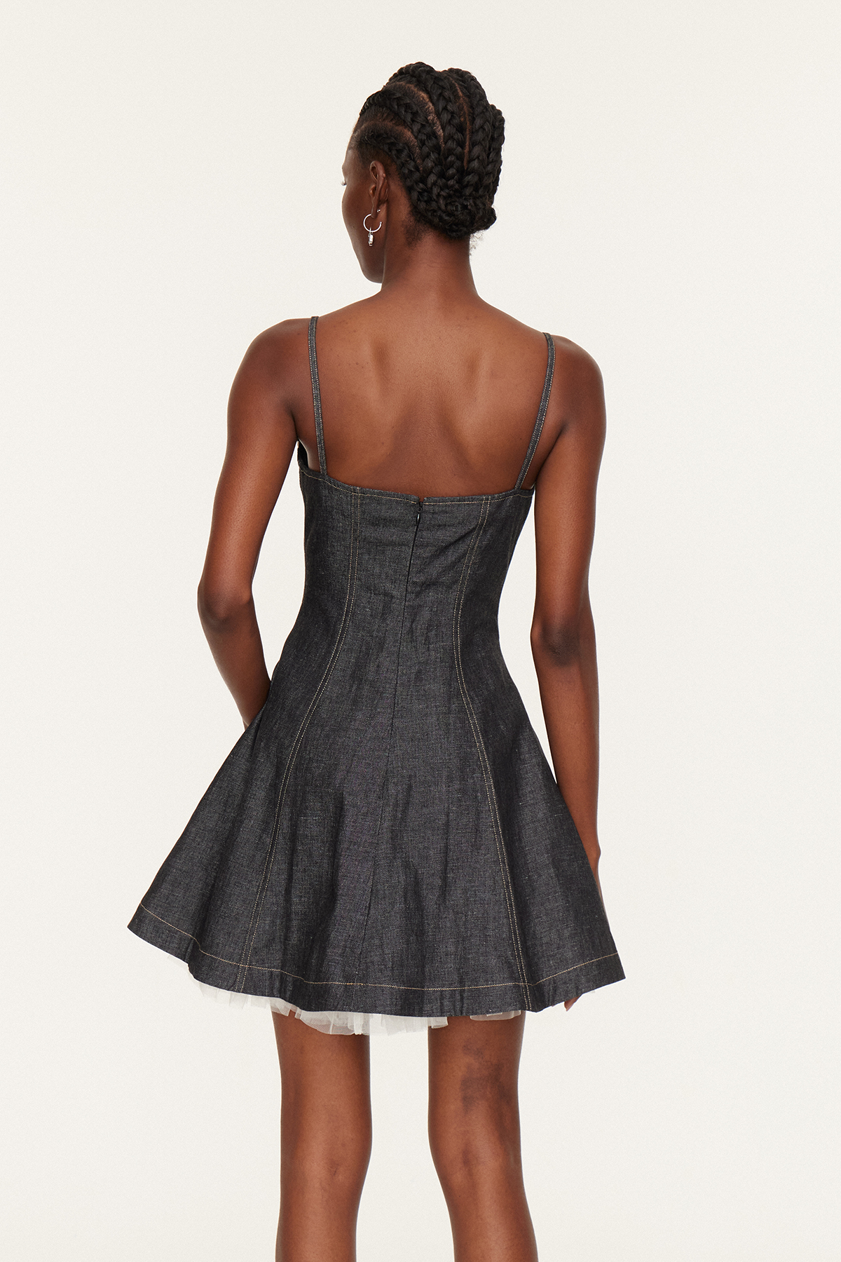 Flora Ruffle Denim Mini Dress