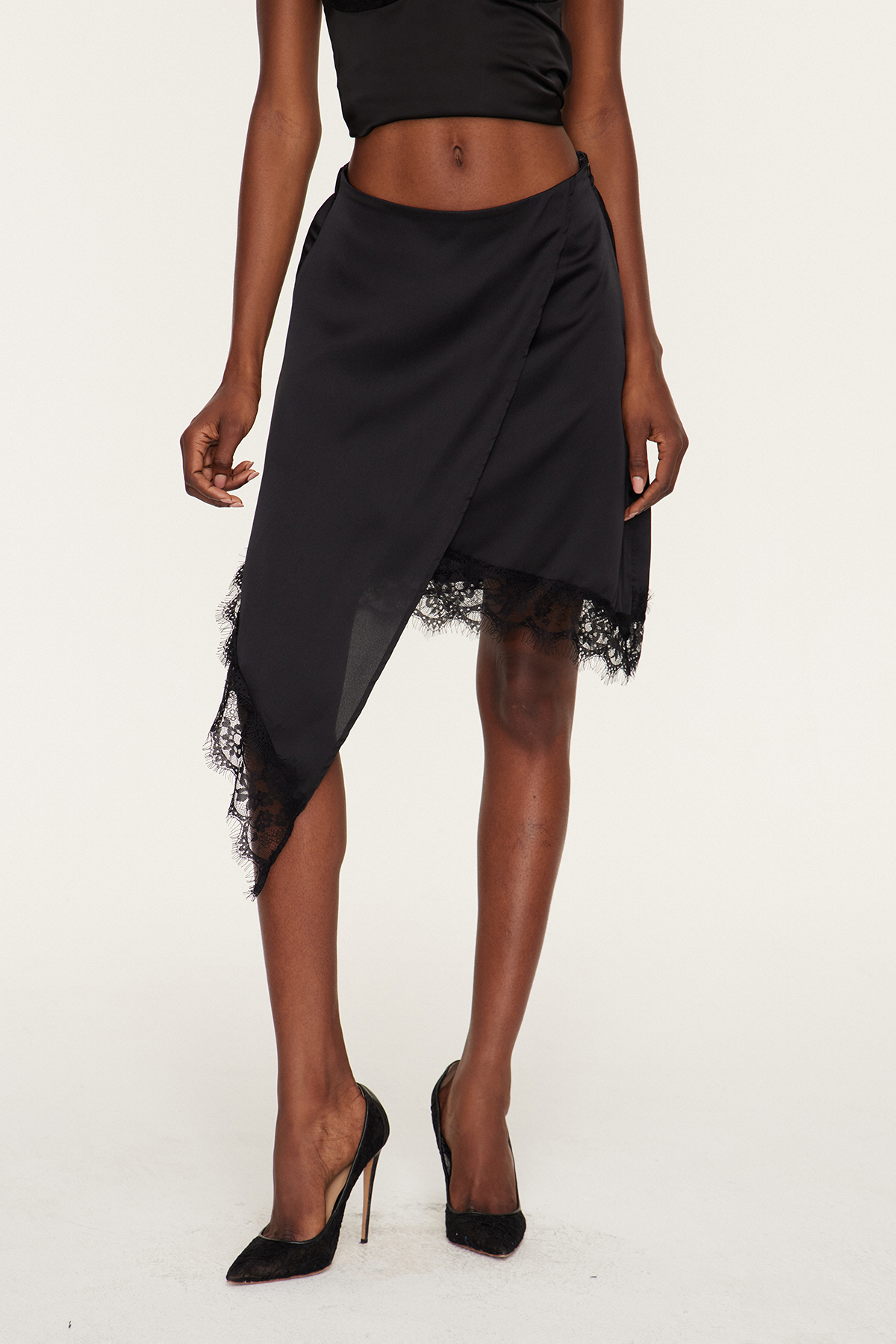 Florencia Asymmetric Lace Mini Skirt