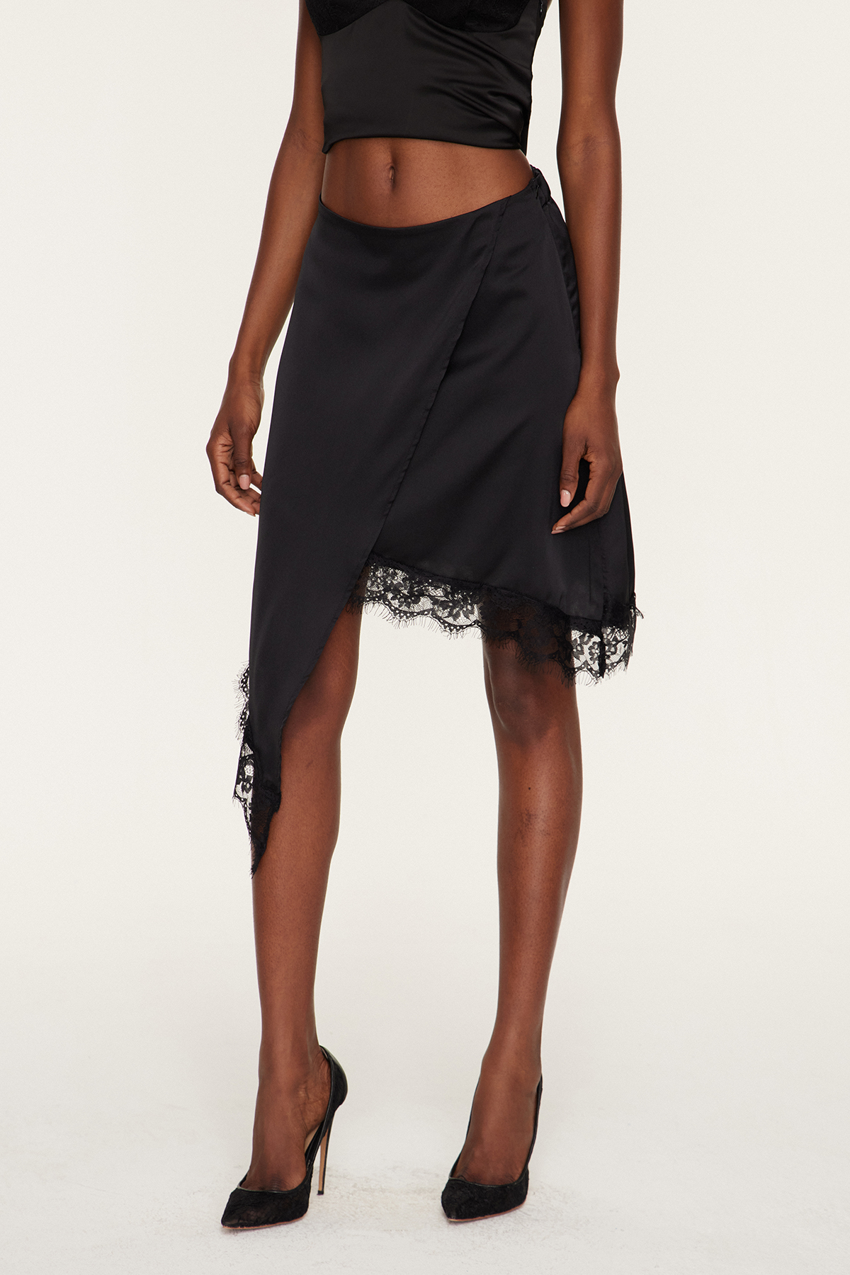 Florencia Asymmetric Lace Mini Skirt