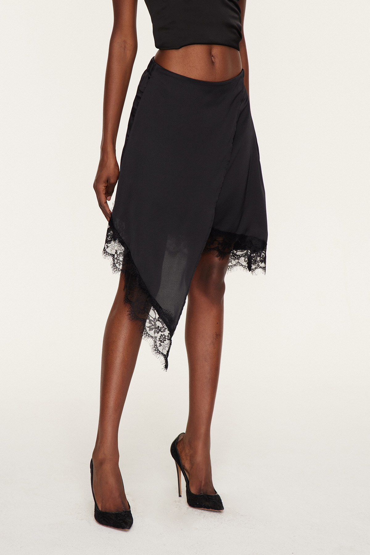 Florencia Asymmetric Lace Mini Skirt