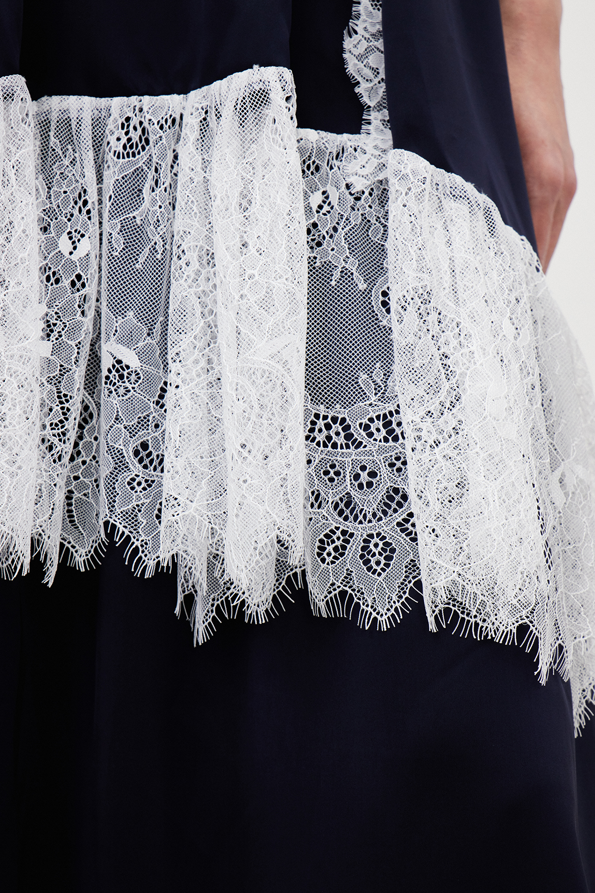 Florencio Spaghetti Lace Tiered Maxi Dress