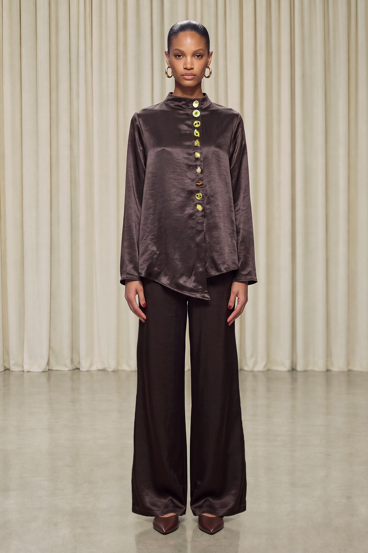 Florentia Bell Sleeve Satin Pants Set