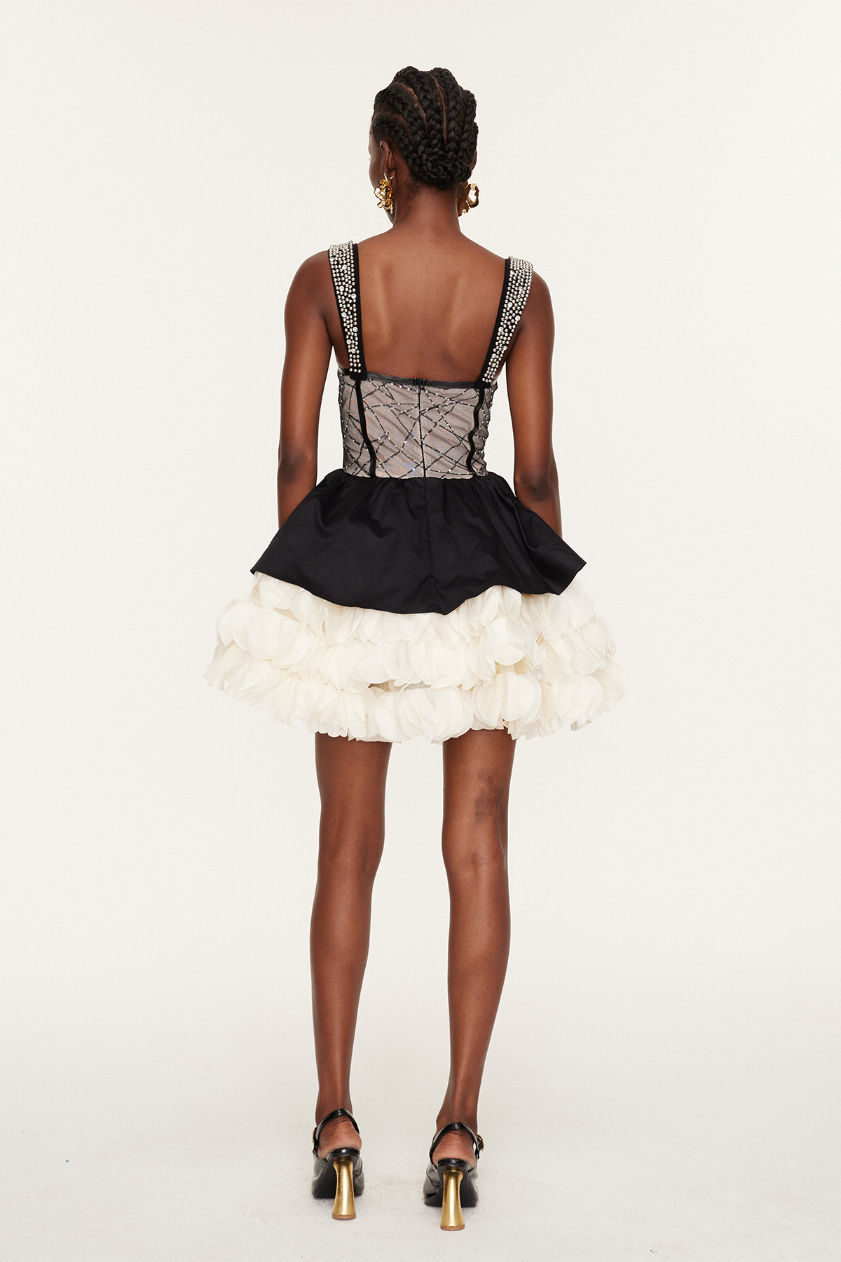 Florentyna Pearl Lace Flower Mini Dress