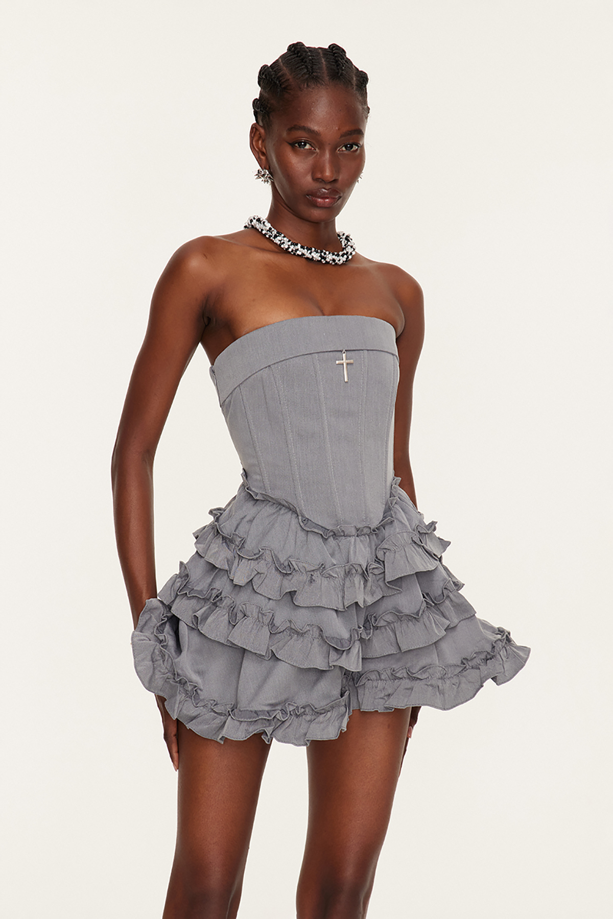 Florette Strapless Ruffle Tiered Mini Dress
