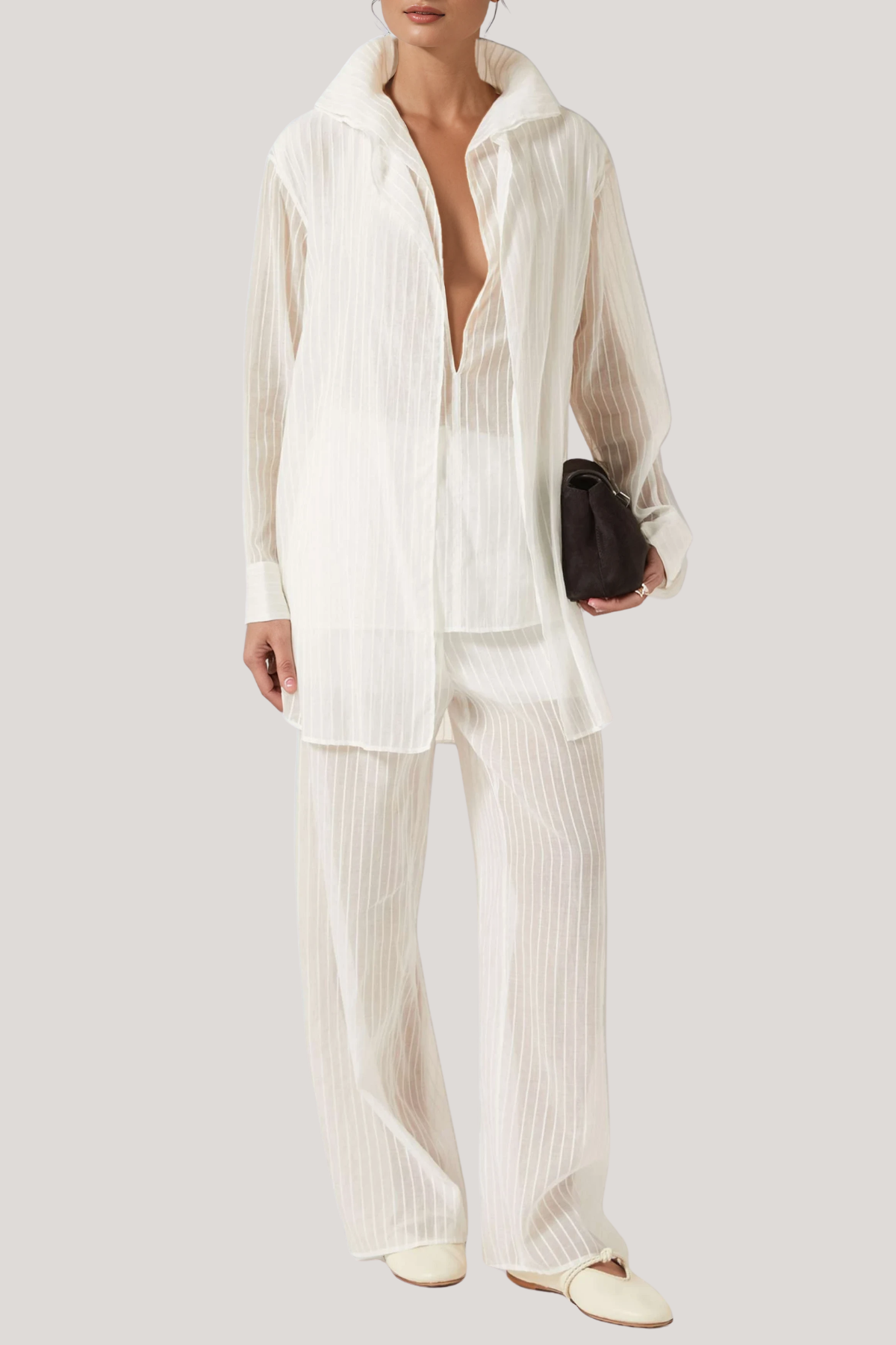 Florian Plunge Stripe Pants Set