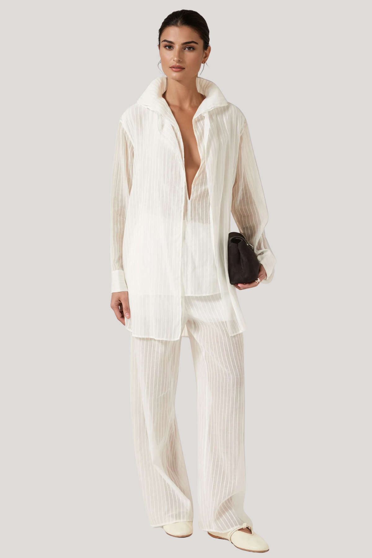 Florian Plunge Stripe Pants Set