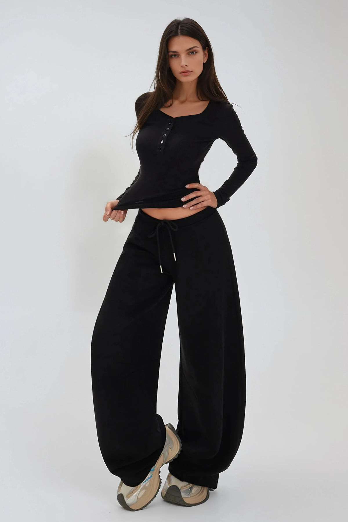 Floriano Drawstring Barrel Pants In Black