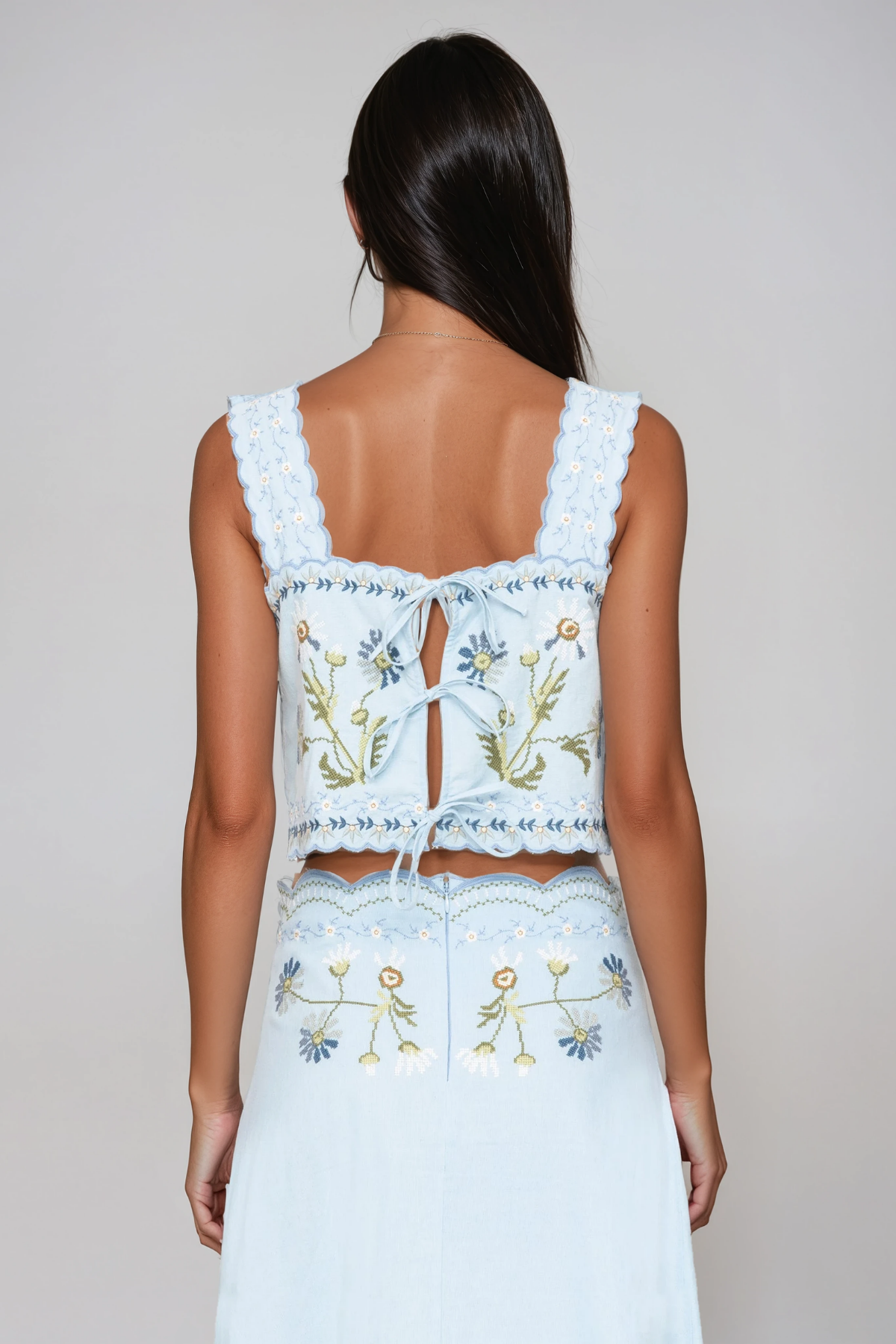 Florinda Embroidered Floral Skirt Set