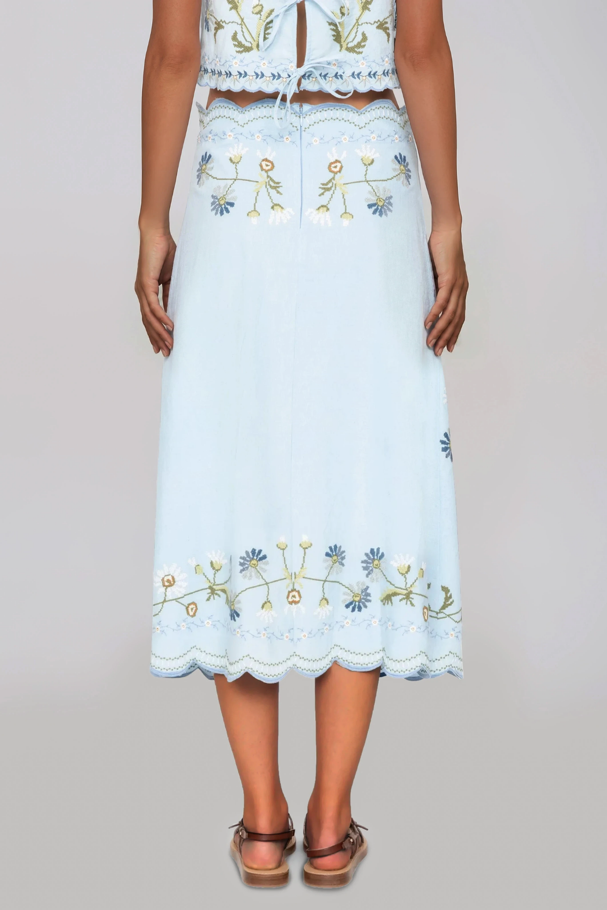 Florinda Embroidered Floral Skirt Set