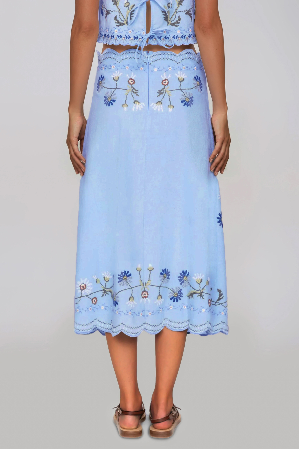 Florinda Embroidered Floral Skirt Set