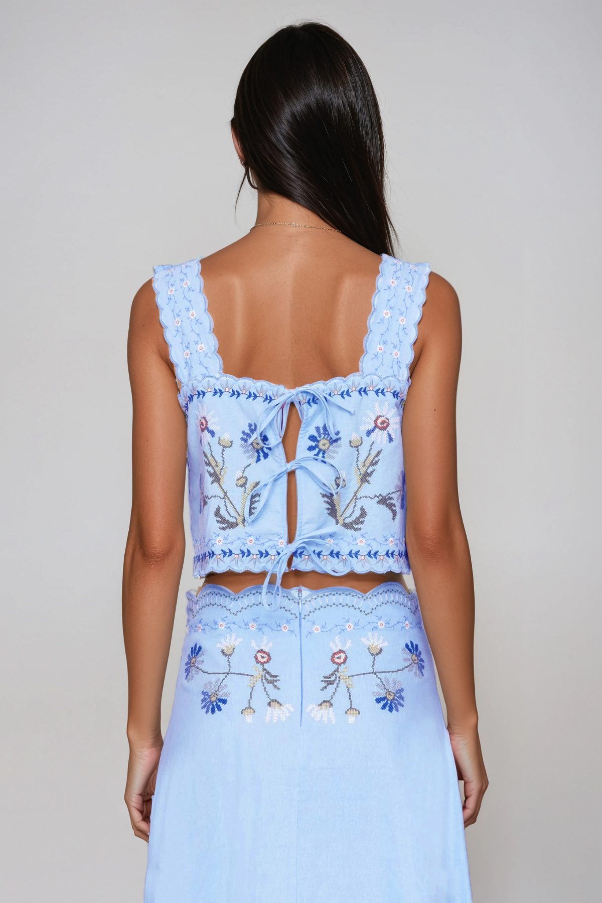 Florinda Embroidered Floral Skirt Set