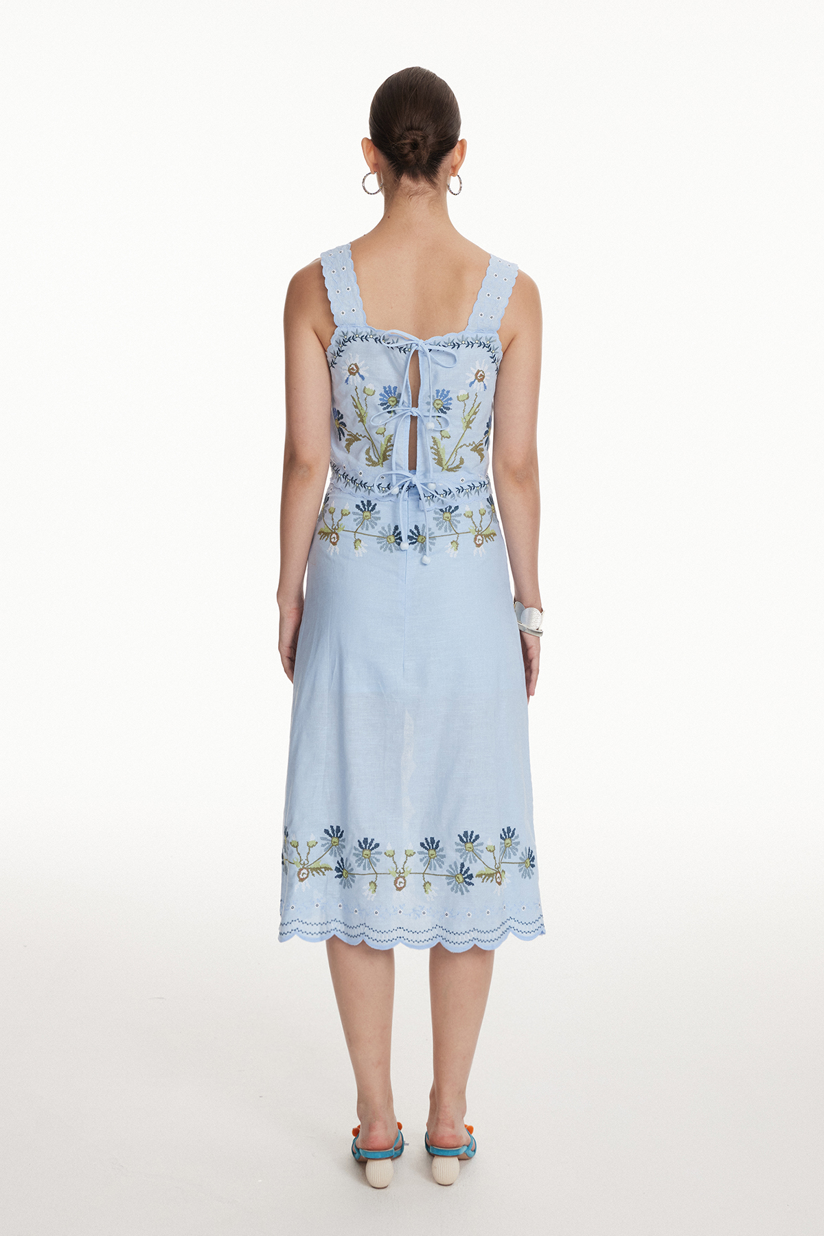 Florinda Embroidered Floral Skirt Set