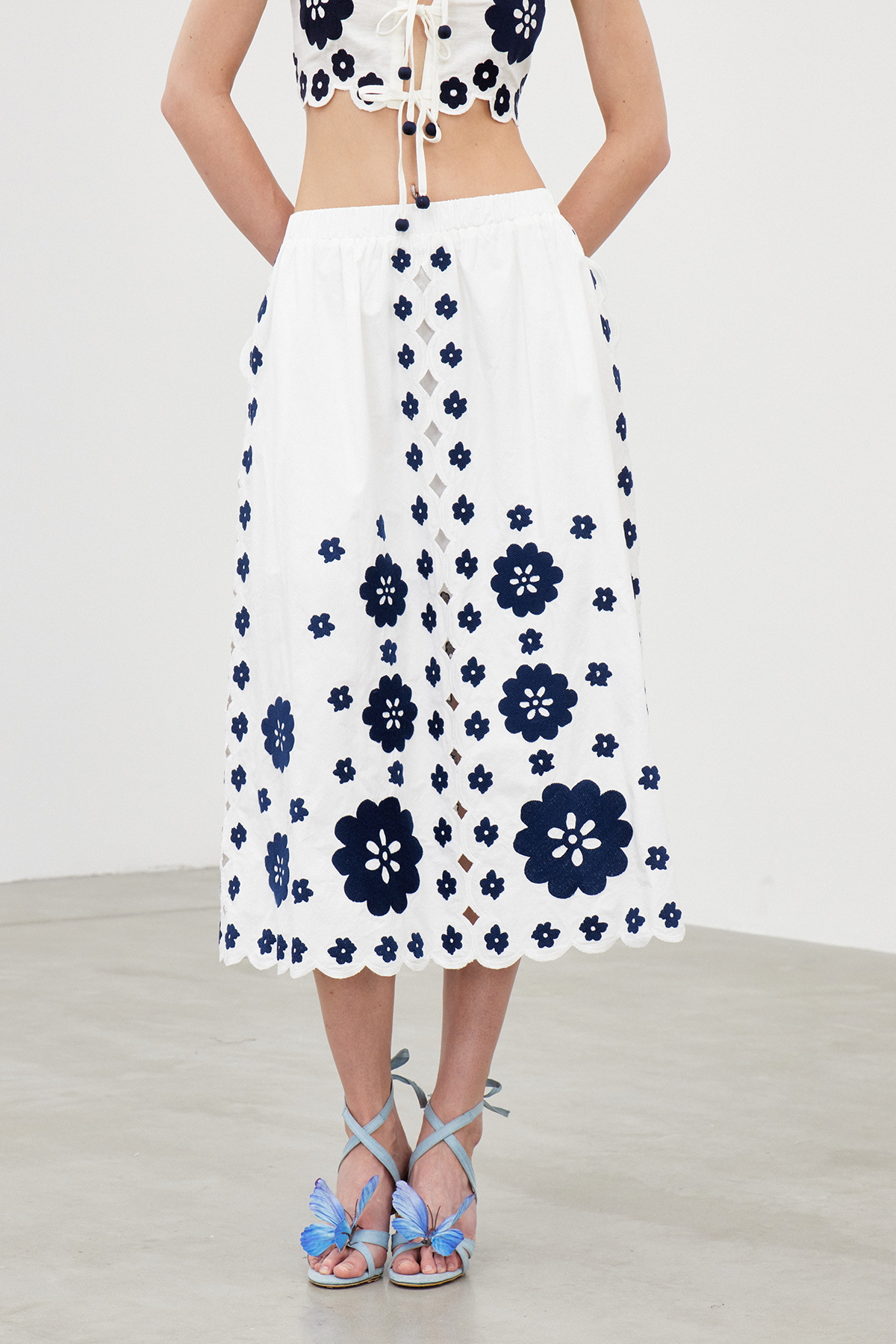 Florinda Sleeveless Embroidered Skirt Set