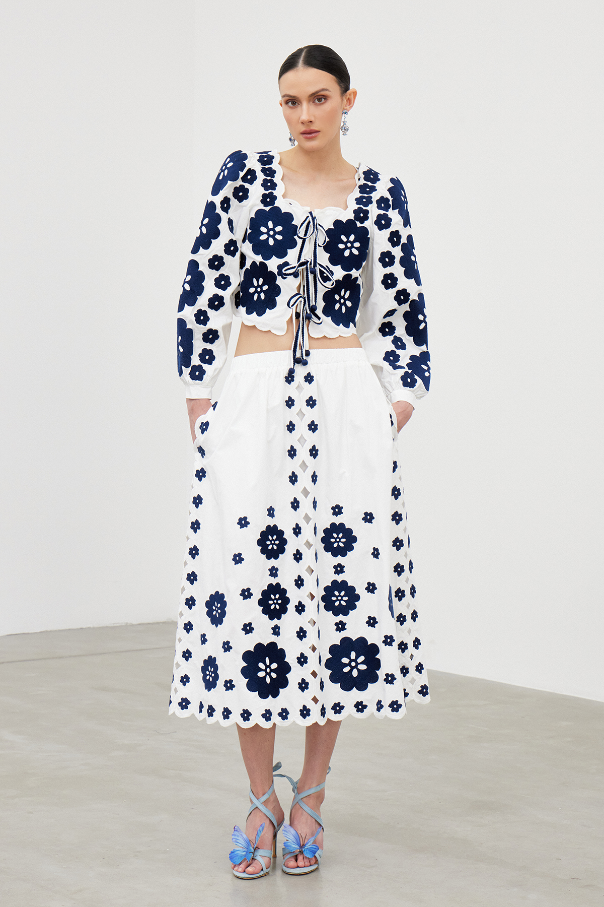 Florinda Sleeveless Embroidered Skirt Set