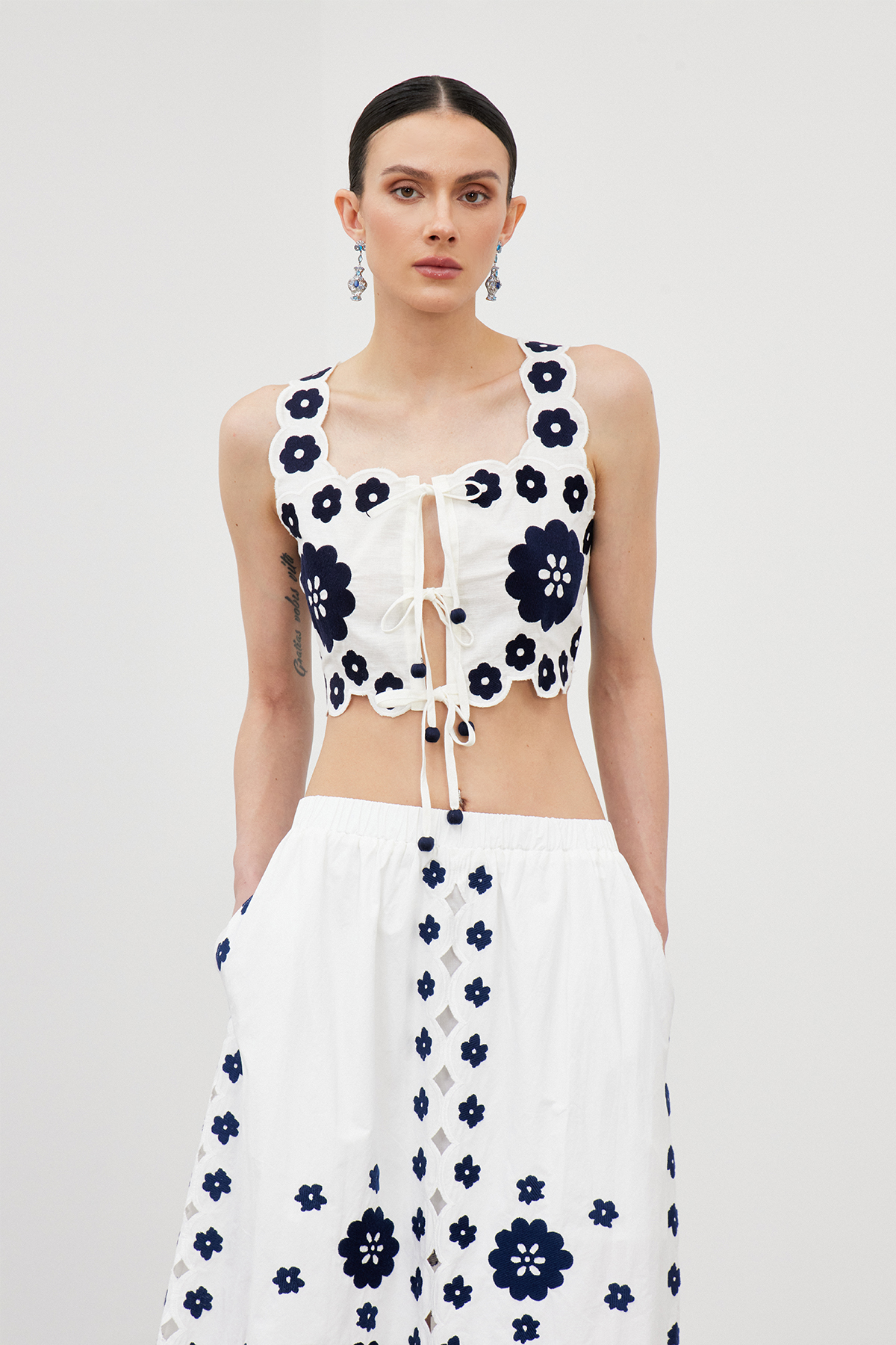 Florinda Sleeveless Embroidered Skirt Set