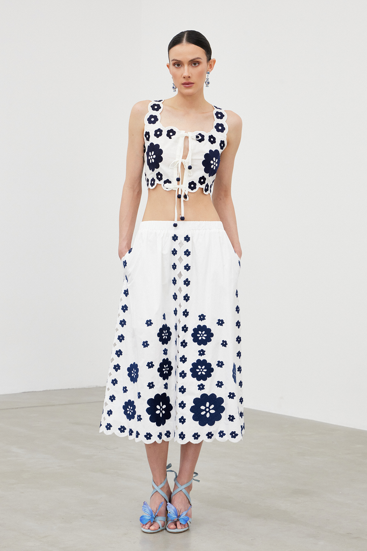Florinda Sleeveless Embroidered Skirt Set