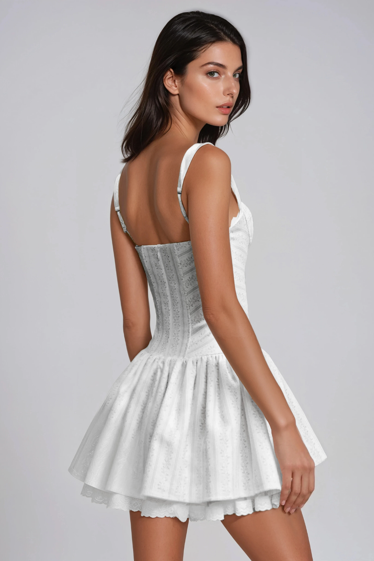 Florinel Stripe Ruffle Mini Dress