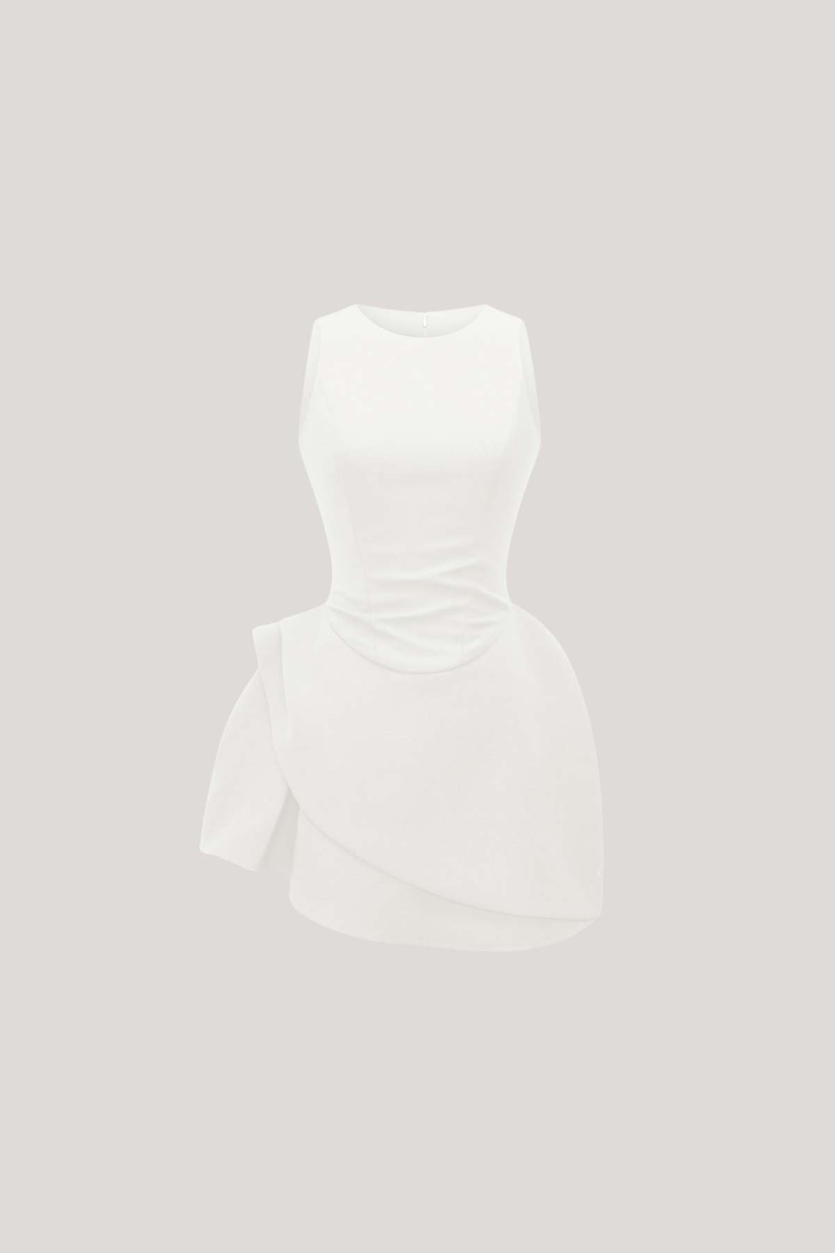 Florinus Sleeveless Asymmetric Mini Dress In White