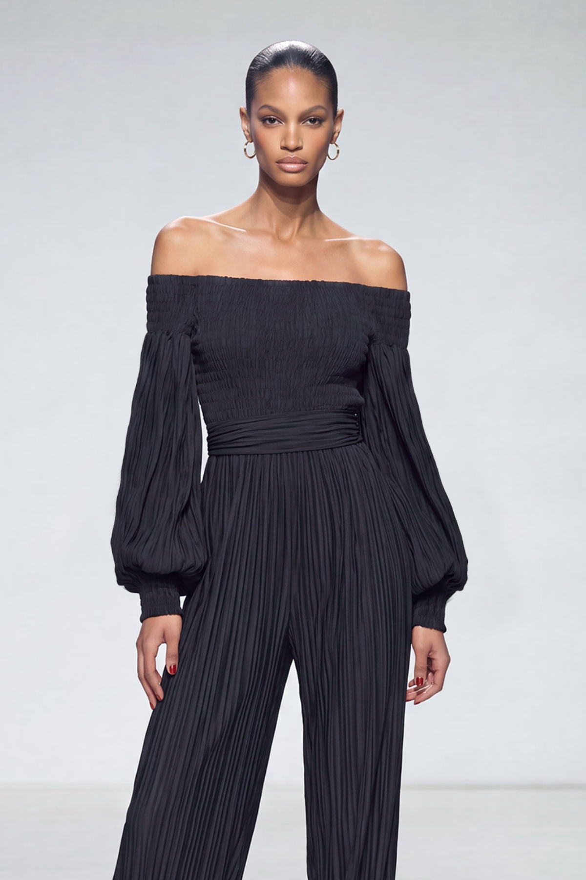 Floris Balloon Sleeve Ruch Jumpsuit