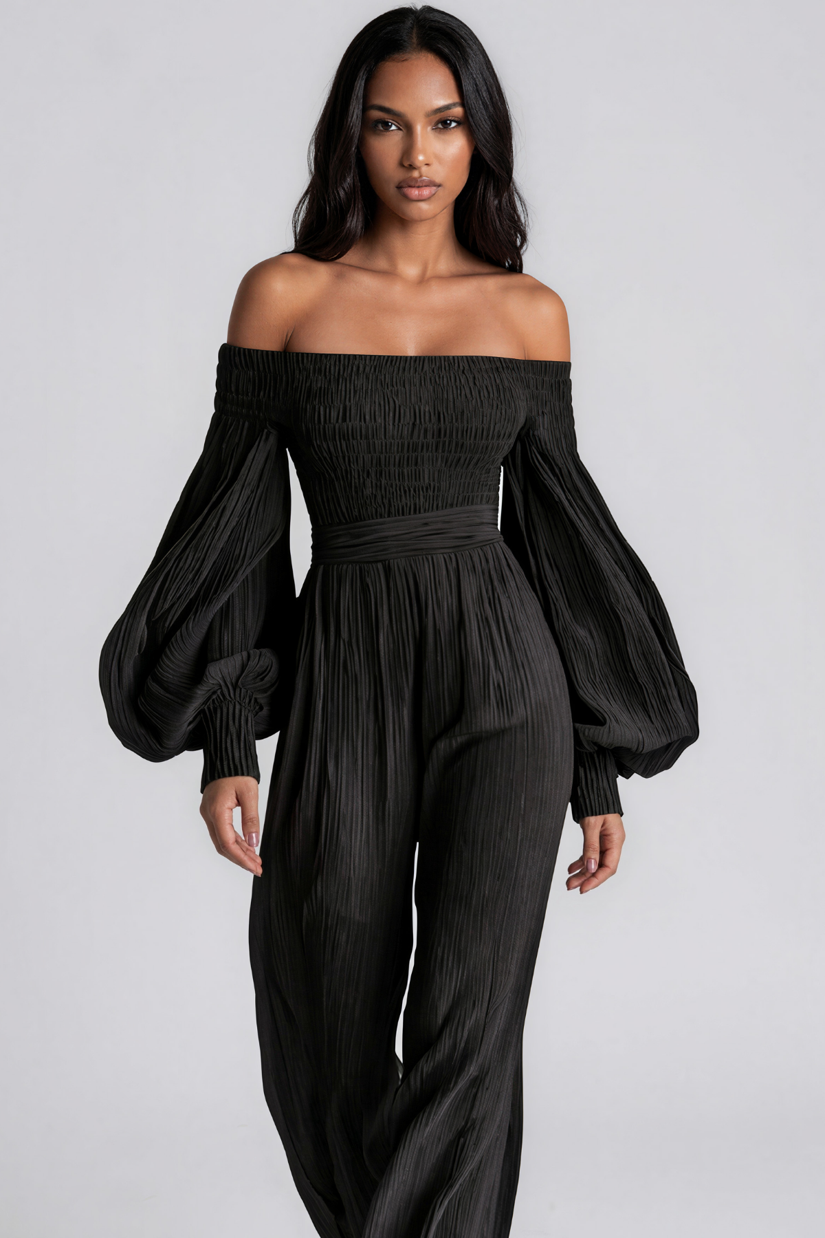 Floris Balloon Sleeve Ruch Jumpsuit