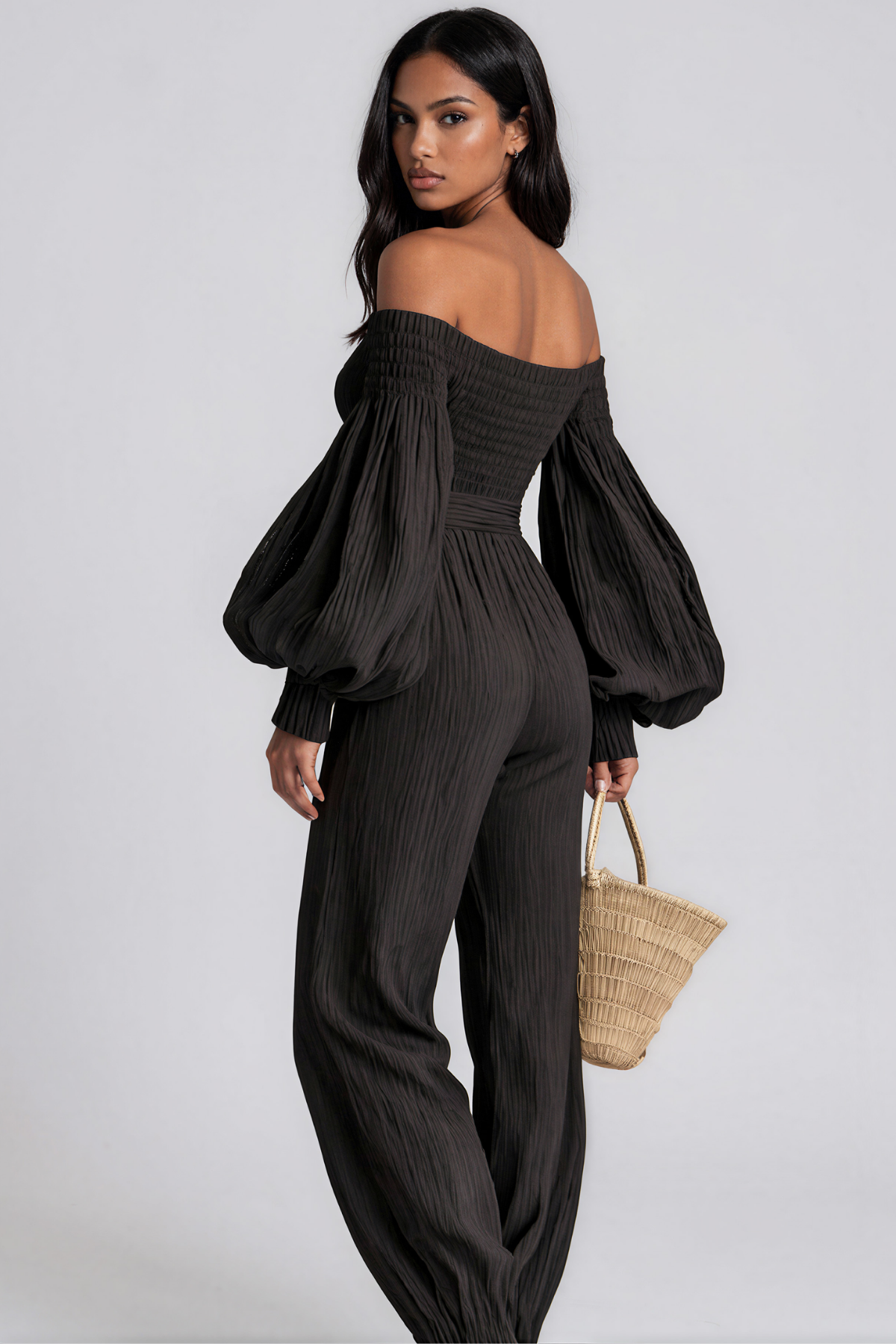 Floris Balloon Sleeve Ruch Jumpsuit