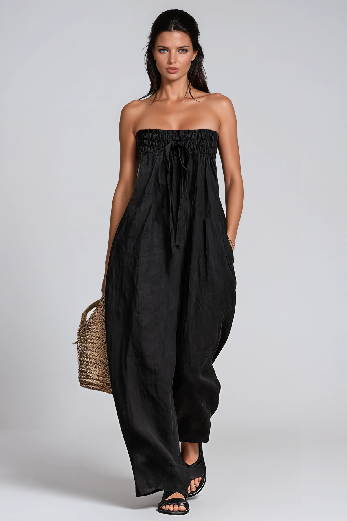 Floris Strapless Ruch Jumpsuit