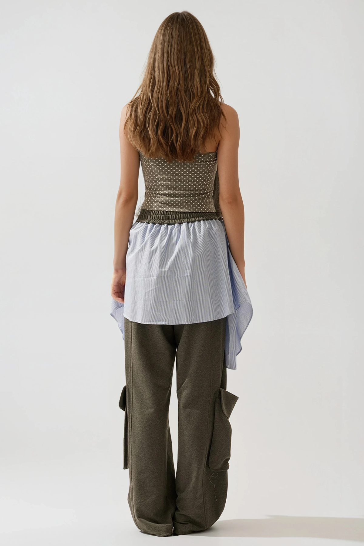 Flower Tie Up Cargo Pants In Grey