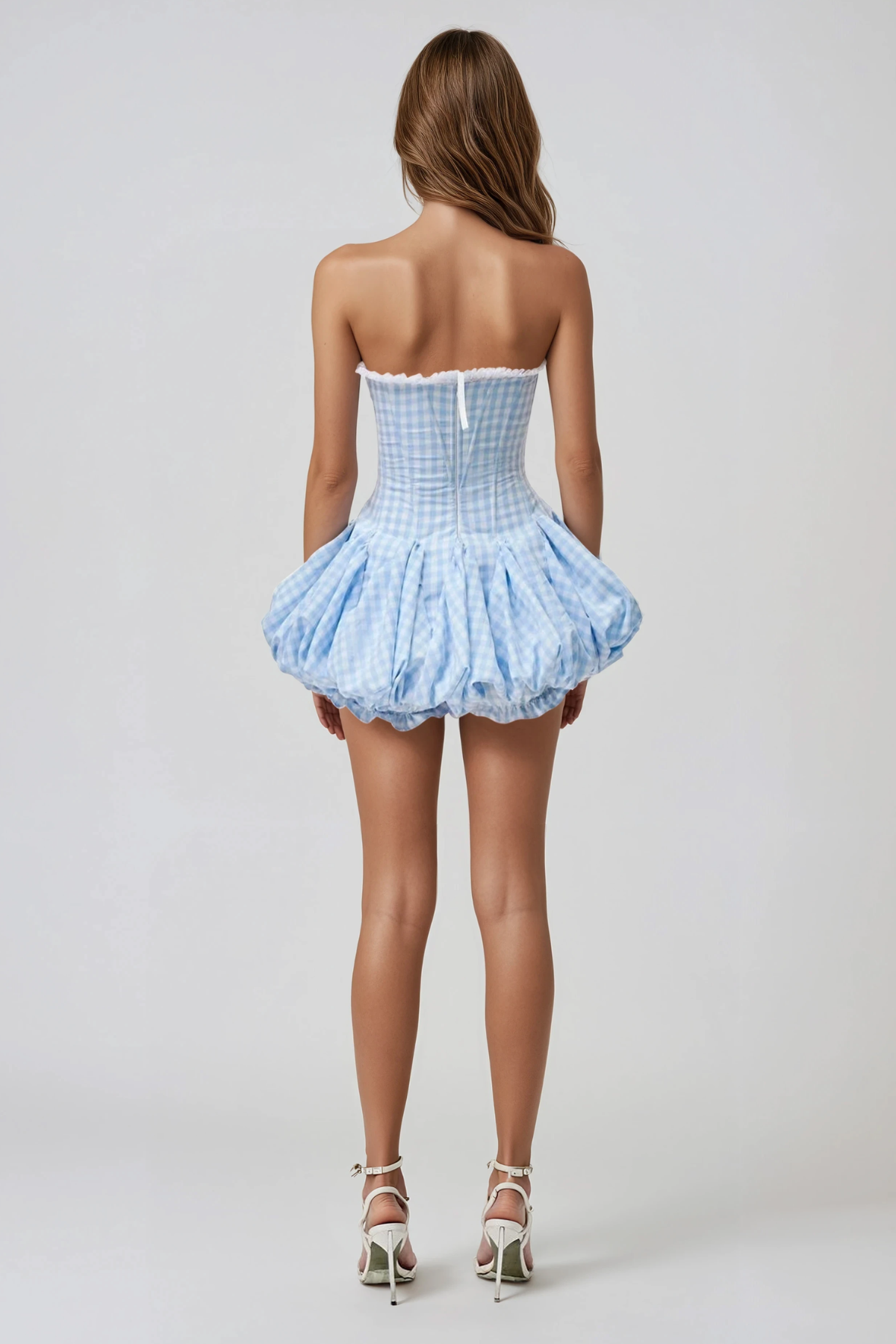 Floyd Strapless Grid Bubble Mini Dress