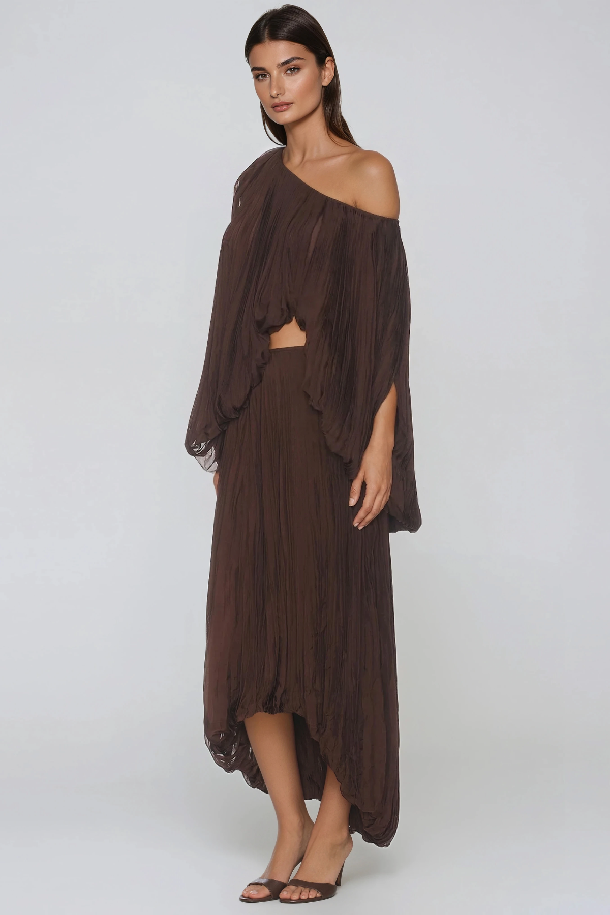 Flutura One Shoulder Mesh Skirt Set