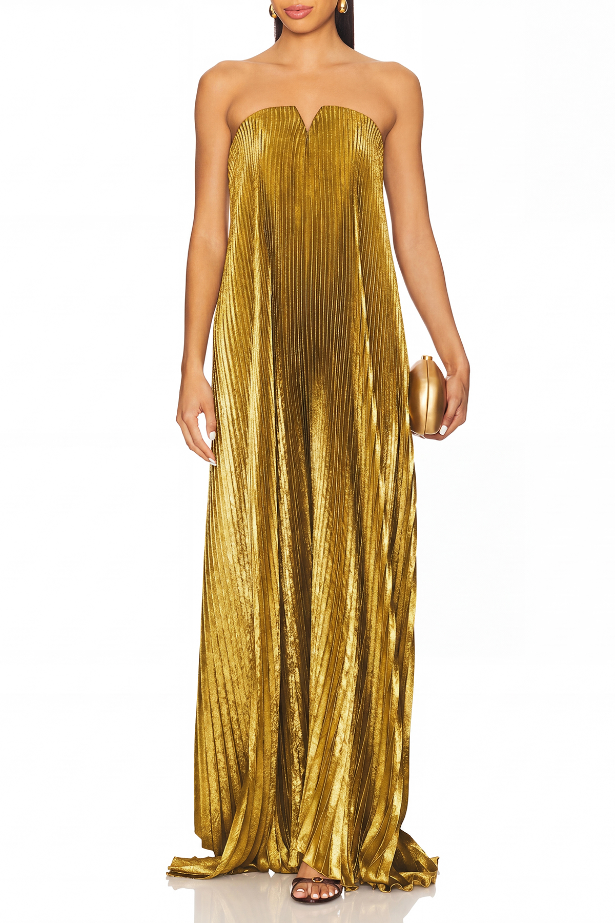 Folcmar Strapless Pleated Maxi Dress