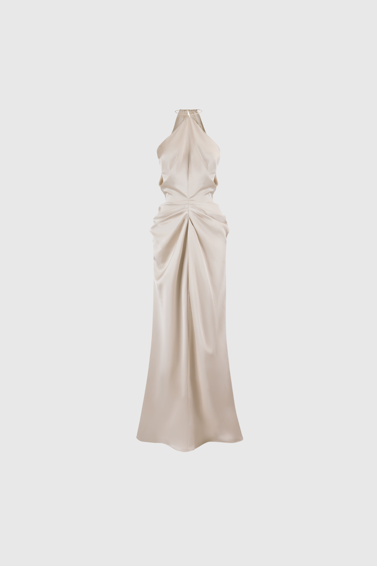 Fons Halter Neck Draped Satin Maxi Dress