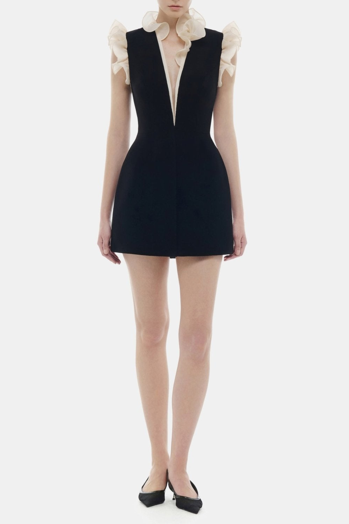 Fortunato Plunge Ruffle Mini Dress